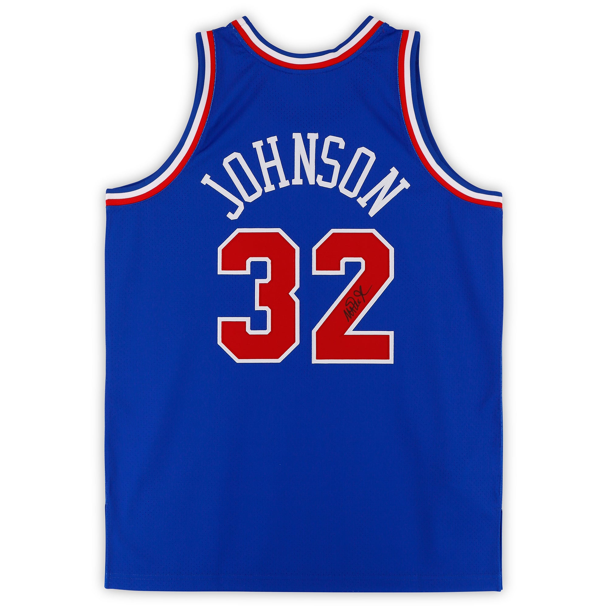Maillot Swingman bleu Mitchell & Ness autographié par Magic Johnson, Los Angeles Lakers, porté lors du All-Star Game 1992.