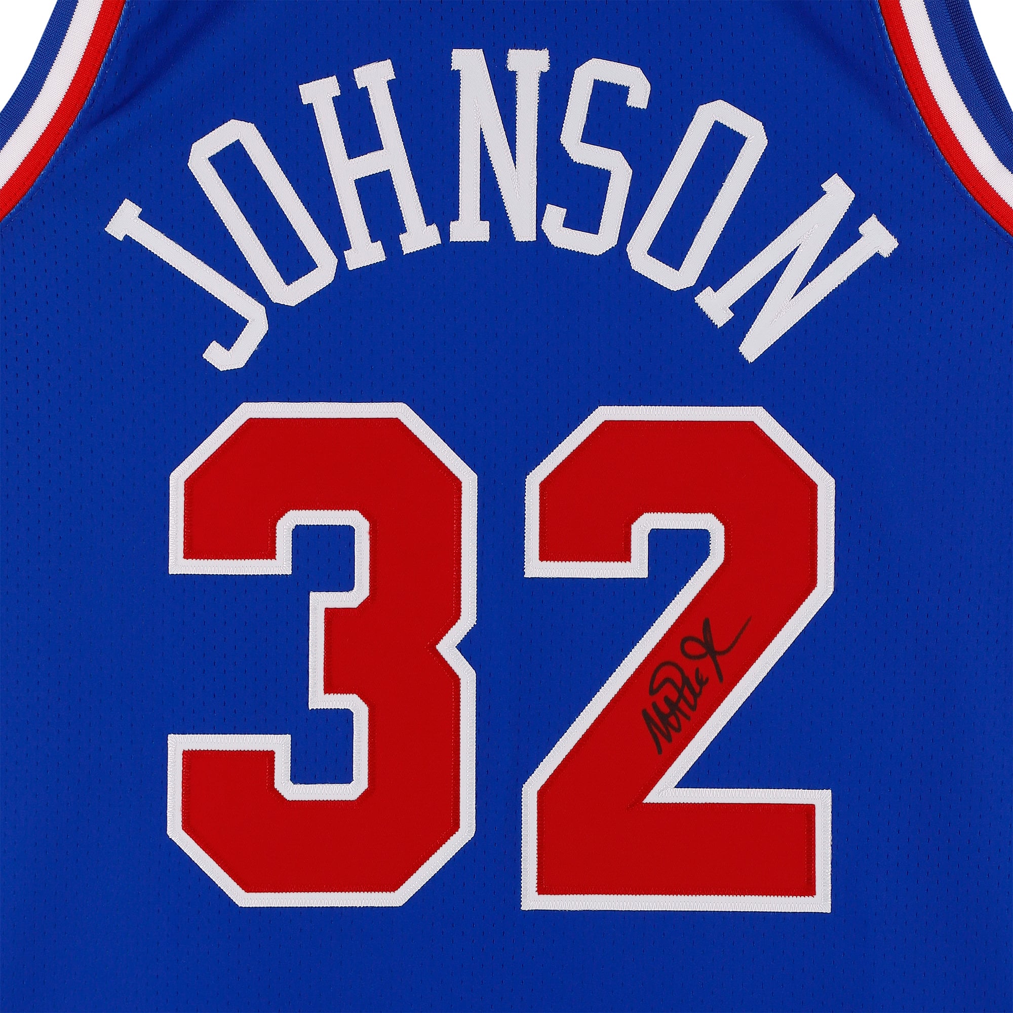 Maillot Swingman bleu Mitchell & Ness autographié par Magic Johnson, Los Angeles Lakers, porté lors du All-Star Game 1992.