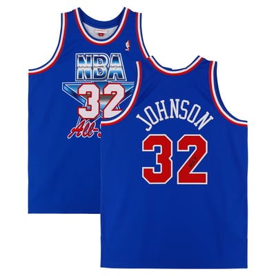 Magic Johnson Los Angeles Lakers Autographed Fanatics Authentic Blue Mitchell & Ness 1992 All-Star Game Swingman Jersey