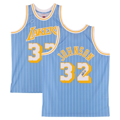 Magic Johnson Los Angeles Lakers Autographed Fanatics Authentic Light Blue Mitchell & Ness 1984 X Un-Interrupted Swingman Jersey