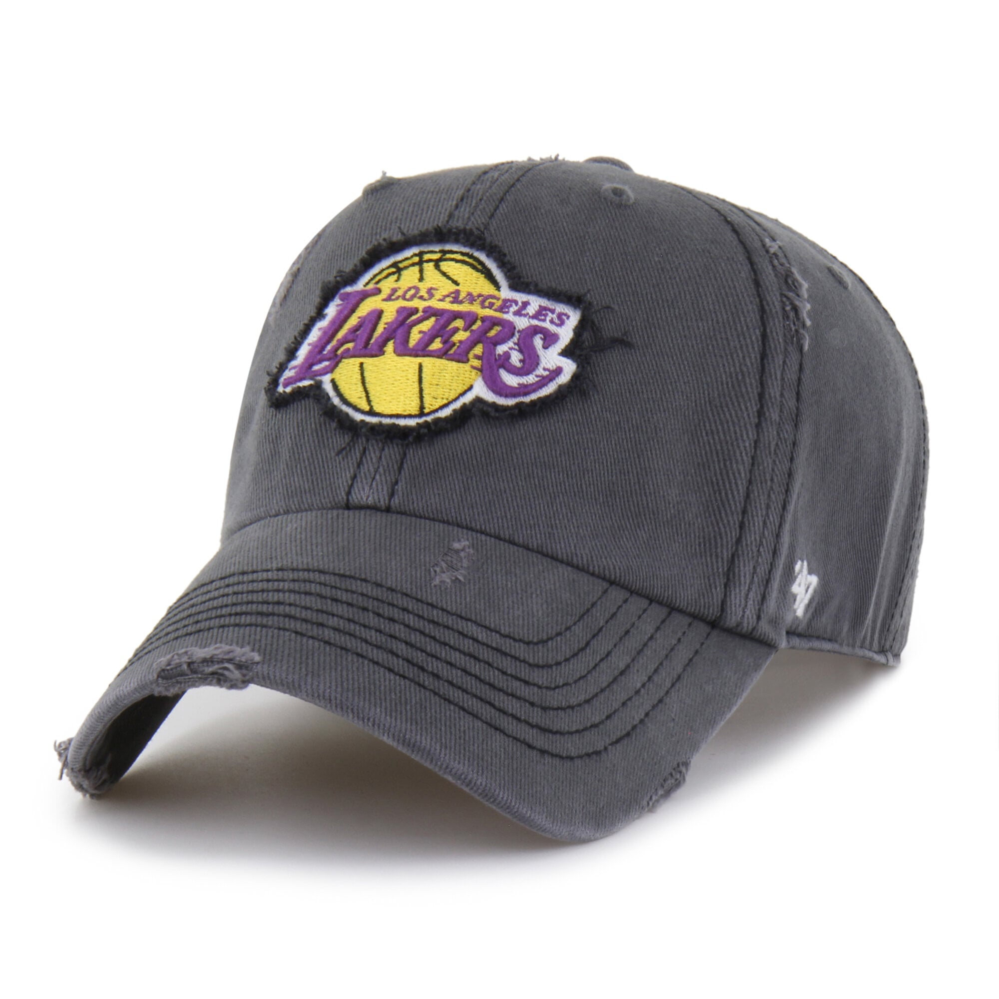 Men's '47 Charcoal Los Angeles Lakers Weathered Clean Up Adjustable Hat