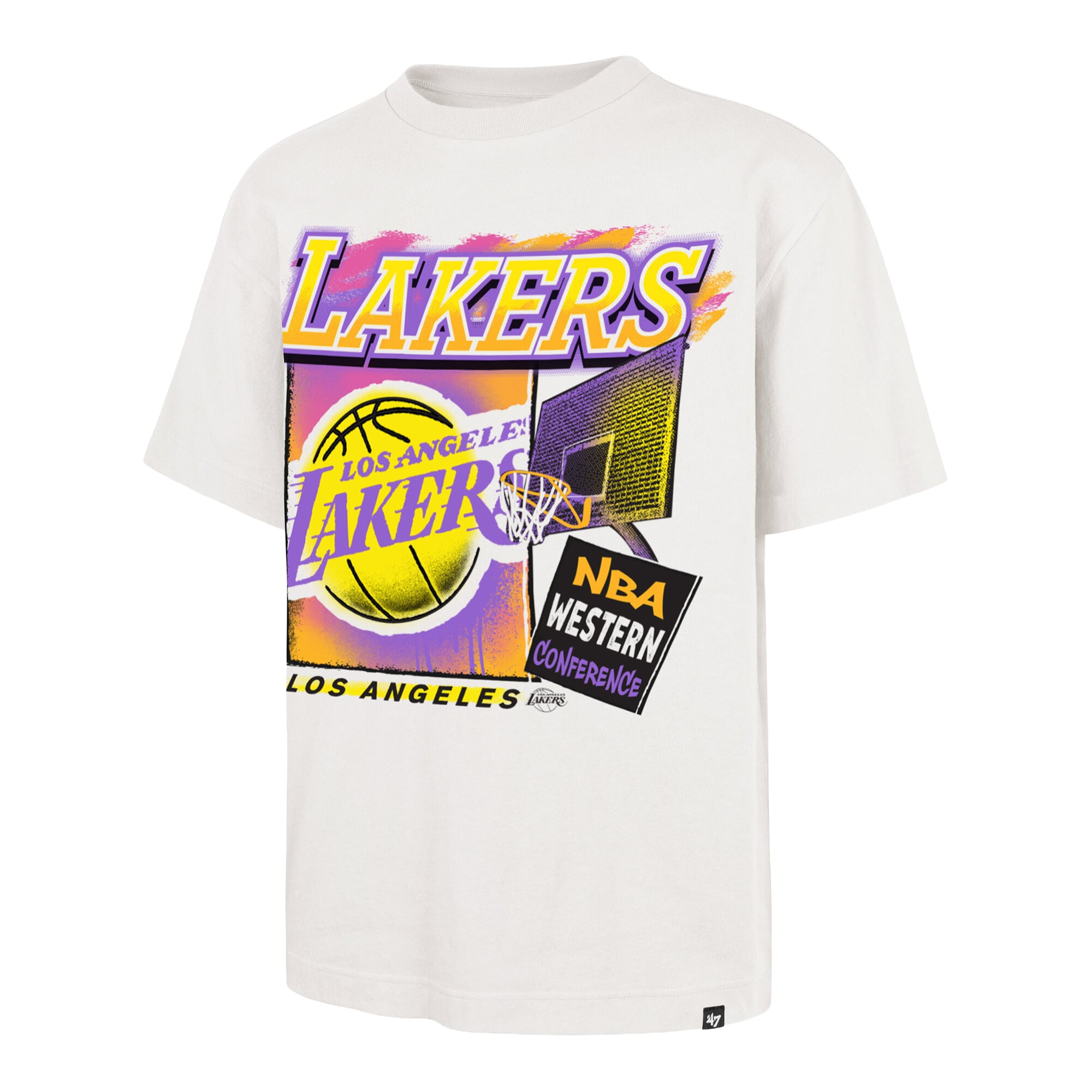Men's '47  Cream Los Angeles Lakers City Paint Reed Foundation T-Shirt