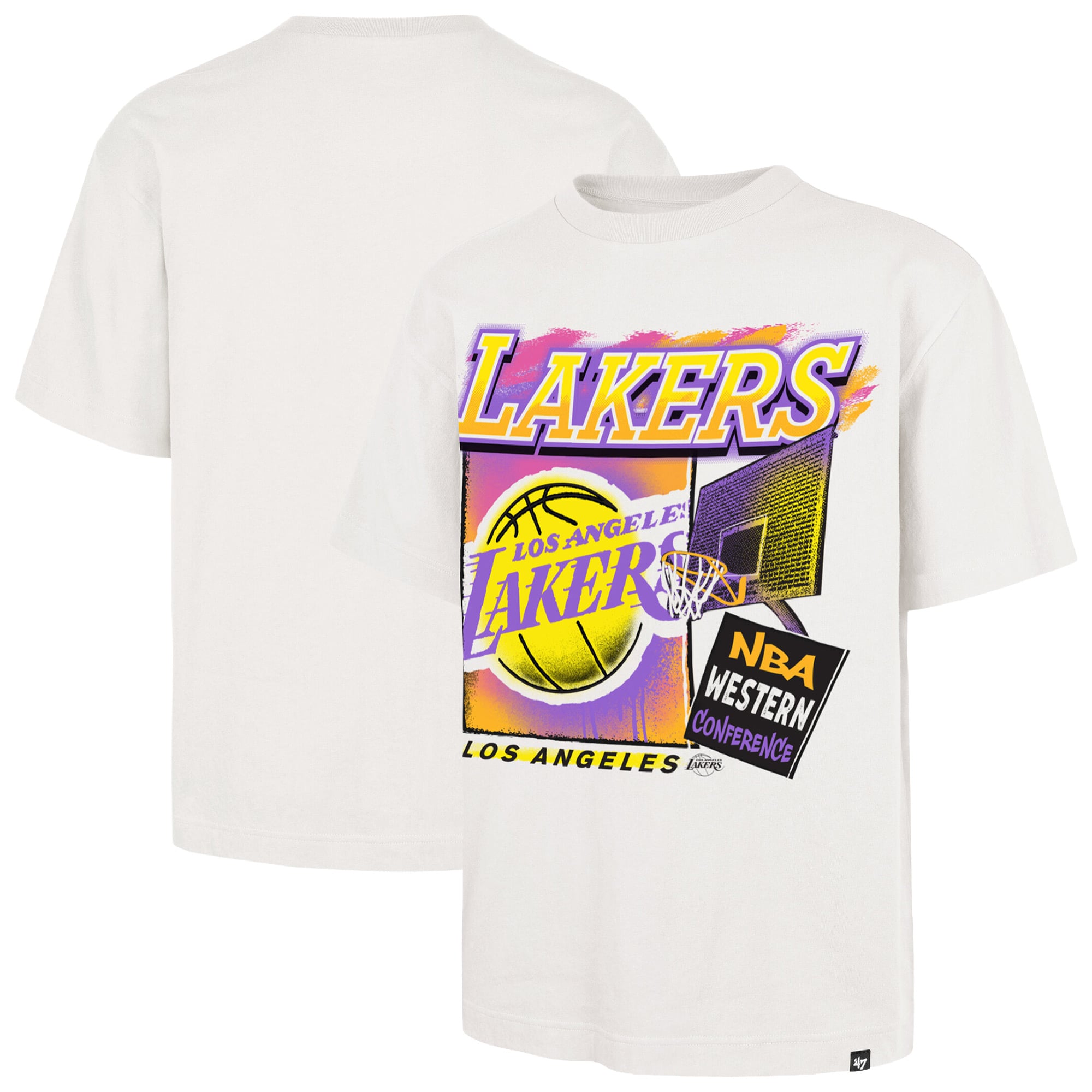 Men's '47  Cream Los Angeles Lakers City Paint Reed Foundation T-Shirt