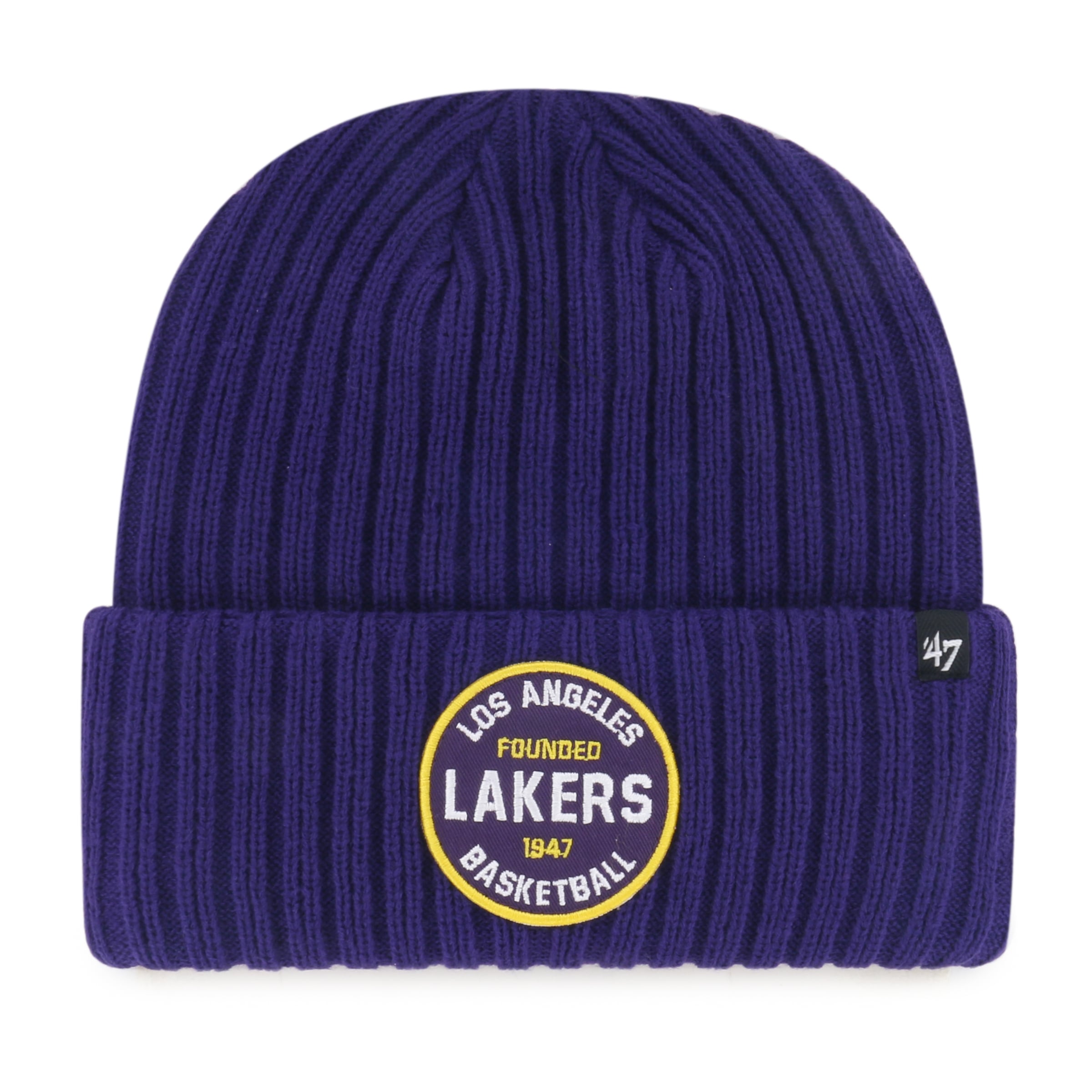 Bonnet à revers côtelé violet Los Angeles Lakers « 47 » pour homme