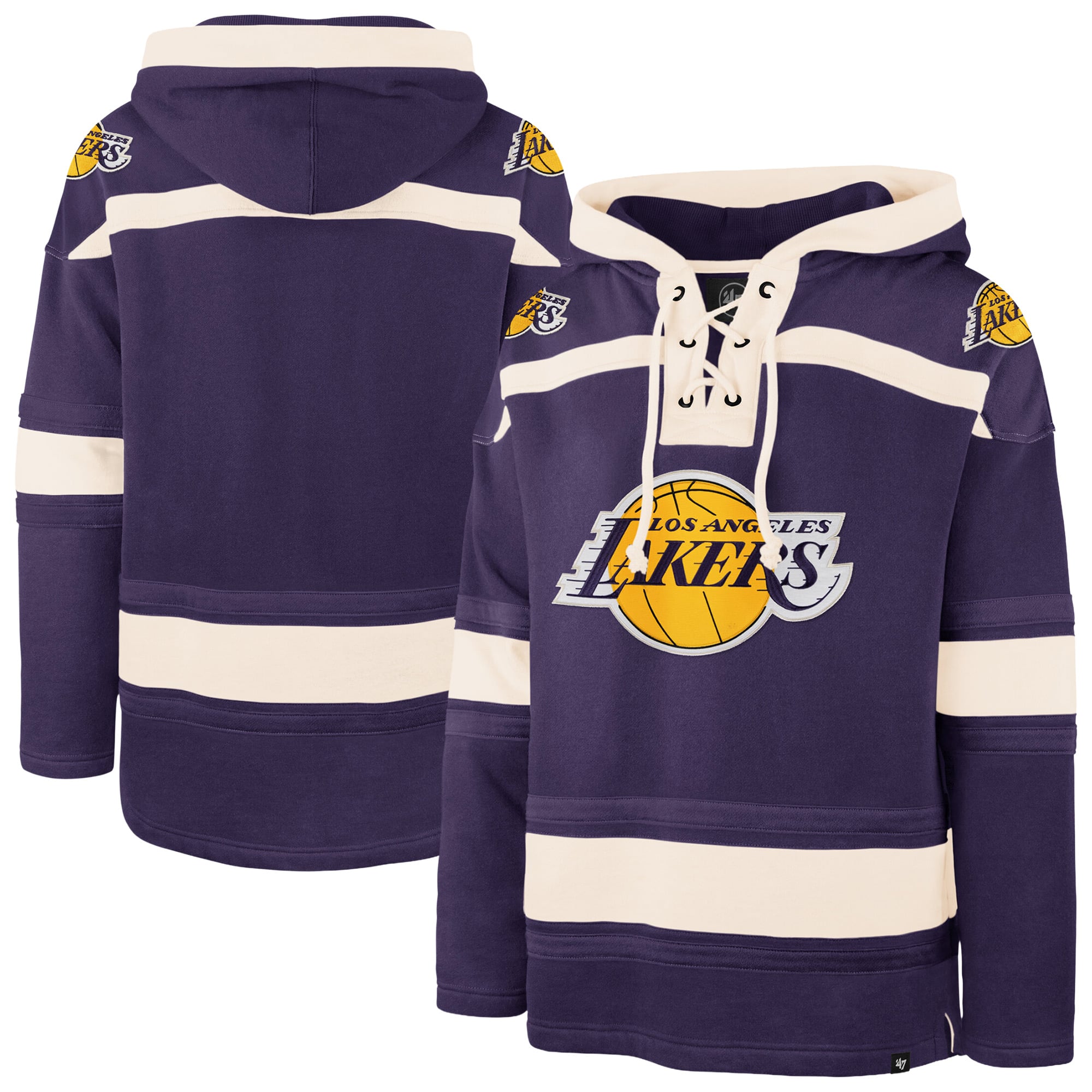 Men's '47 Purple Los Angeles Lakers Superior Lacer Hoodie