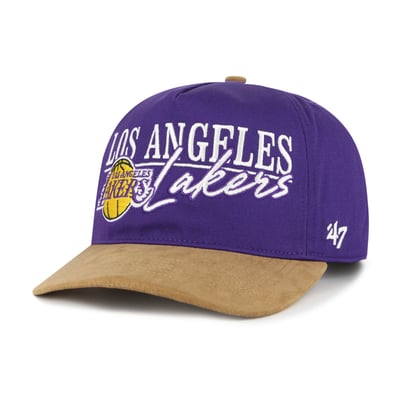 Los Angeles Lakers '47 Scribe Line Hitch Adjustable Hat - Purple/Tan