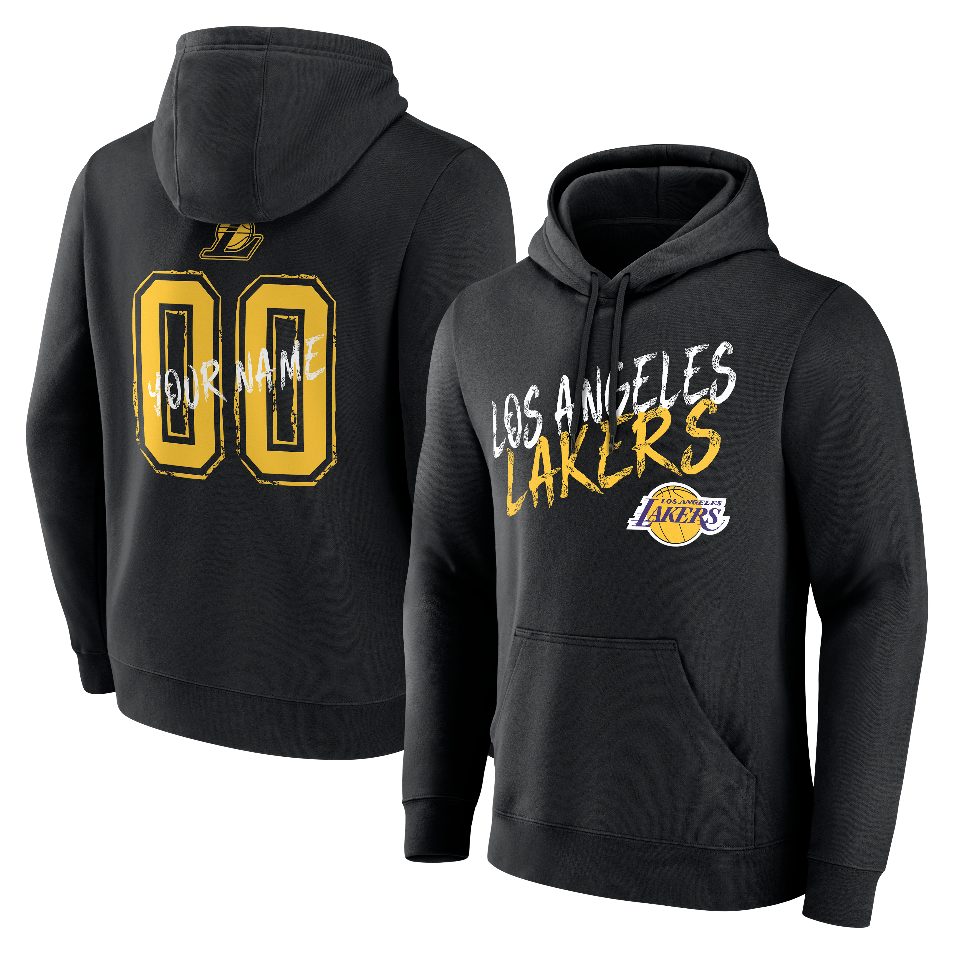 Men's Black Los Angeles Lakers Hustle Personalized Name & Number Hoodie