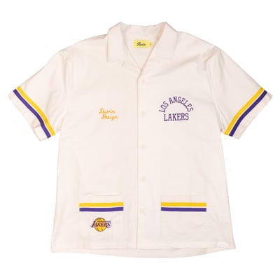 Los Angeles Lakers Duvin Designs Co. League Of Leisure Button-Up Cabana Shirt - Cream
