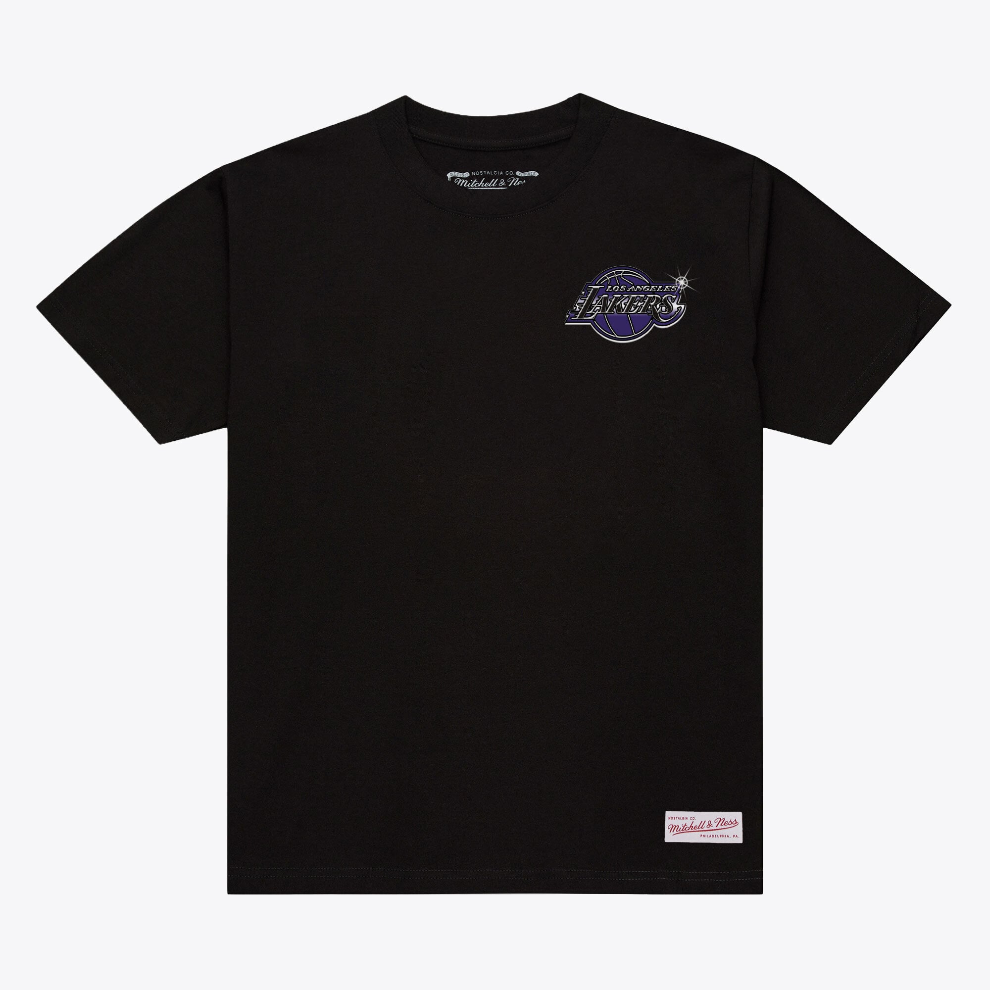 T-shirt Mitchell & Ness noir Los Angeles Lakers pour homme, imprimé aérographe