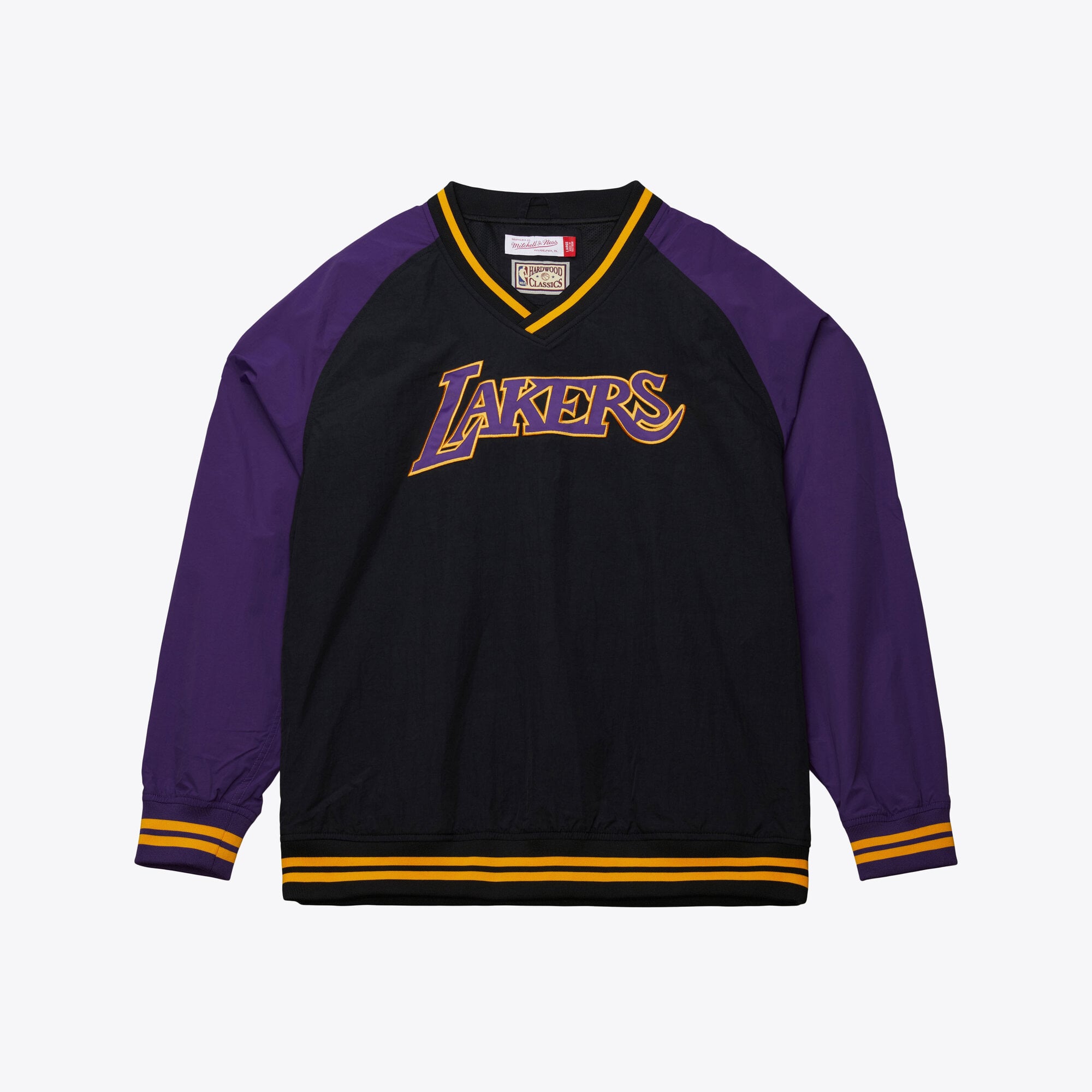 Men's Mitchell & Ness  Black Los Angeles Lakers Classic V-Neck Pullover Jacket