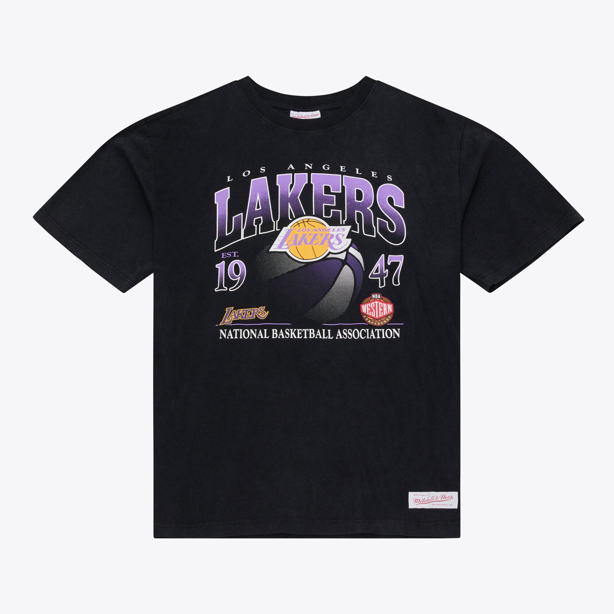 Men's Mitchell & Ness  Black Los Angeles Lakers Core Graphic T-Shirt