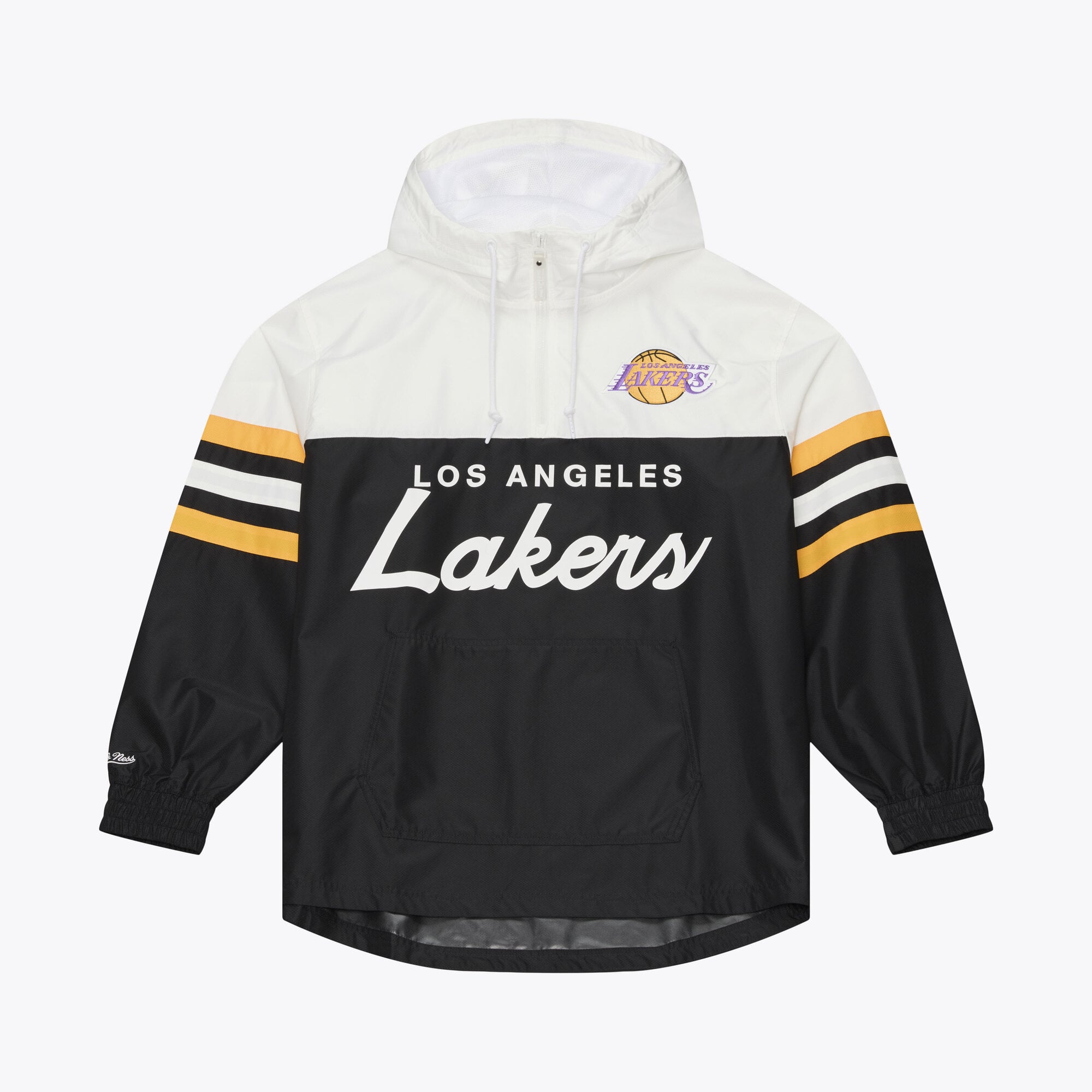Men's Mitchell & Ness  Black Los Angeles Lakers Head Coach Lightweight Anorak Quarter-Zip Windbreaker