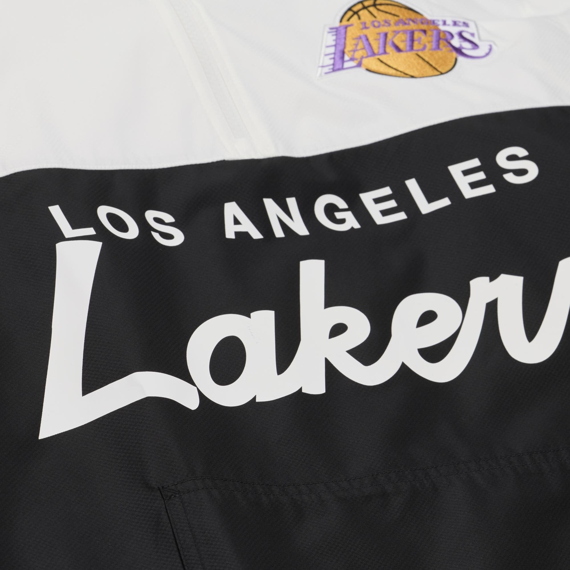 Men's Mitchell & Ness  Black Los Angeles Lakers Head Coach Lightweight Anorak Quarter-Zip Windbreaker