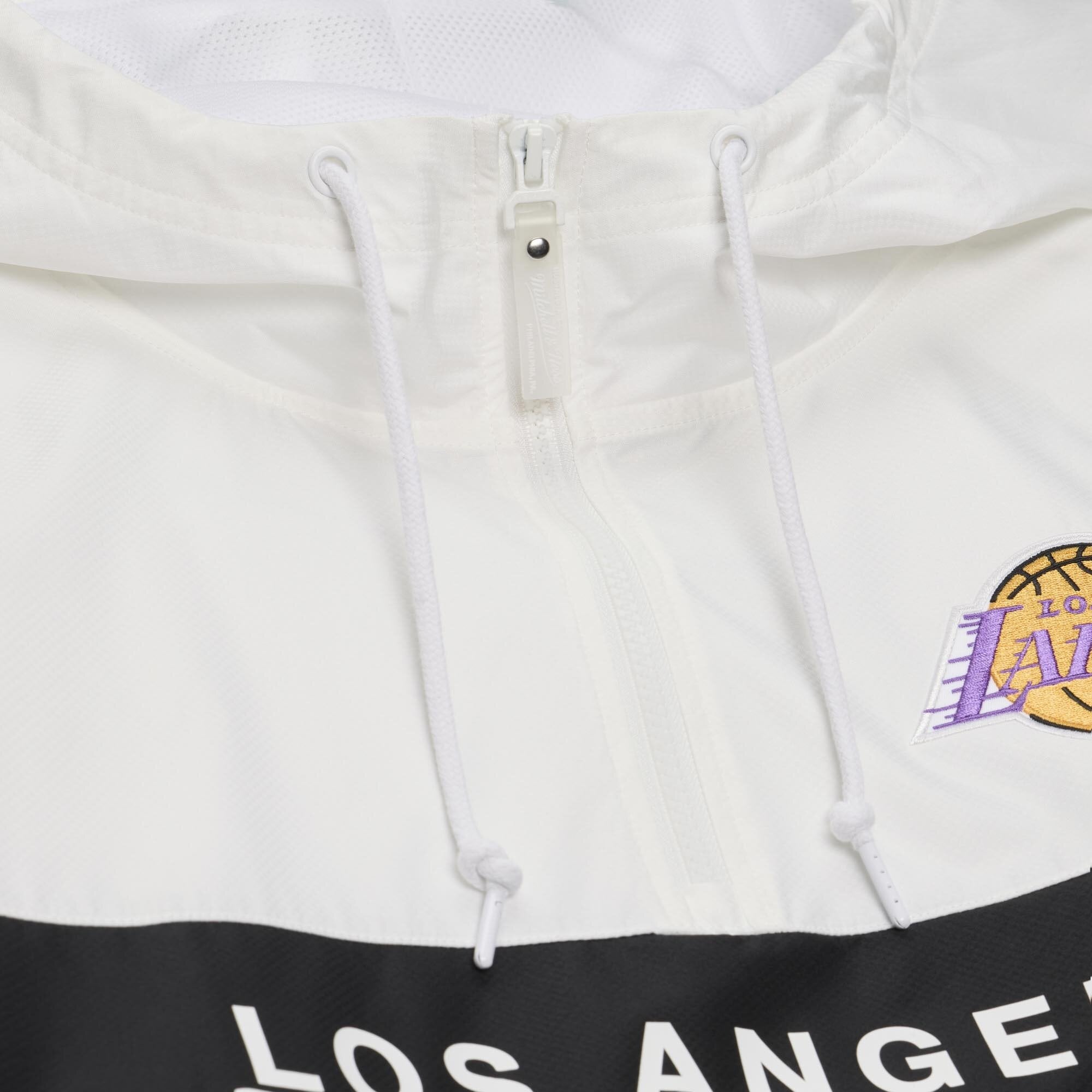 Men's Mitchell & Ness  Black Los Angeles Lakers Head Coach Lightweight Anorak Quarter-Zip Windbreaker