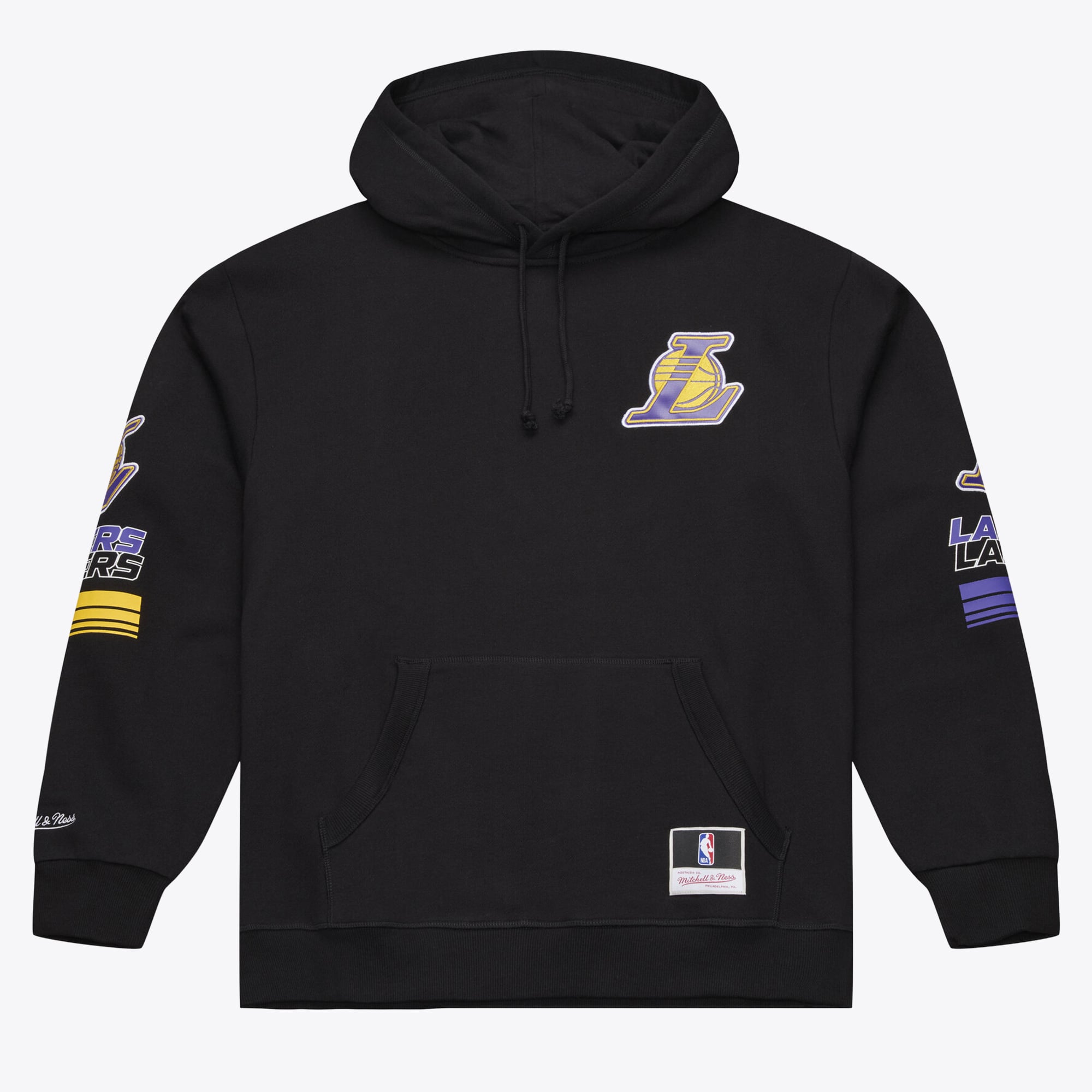 Sweat à capuche en polaire Mitchell & Ness noir carreaux triple motif Los Angeles Lakers pour homme