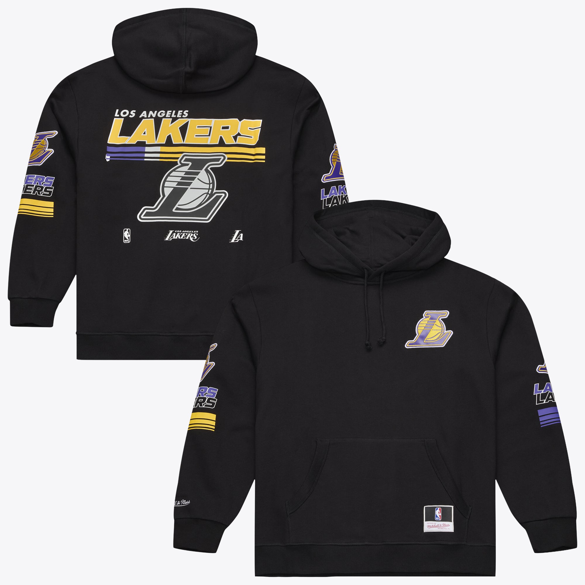 Sweat à capuche en polaire Mitchell & Ness noir carreaux triple motif Los Angeles Lakers pour homme