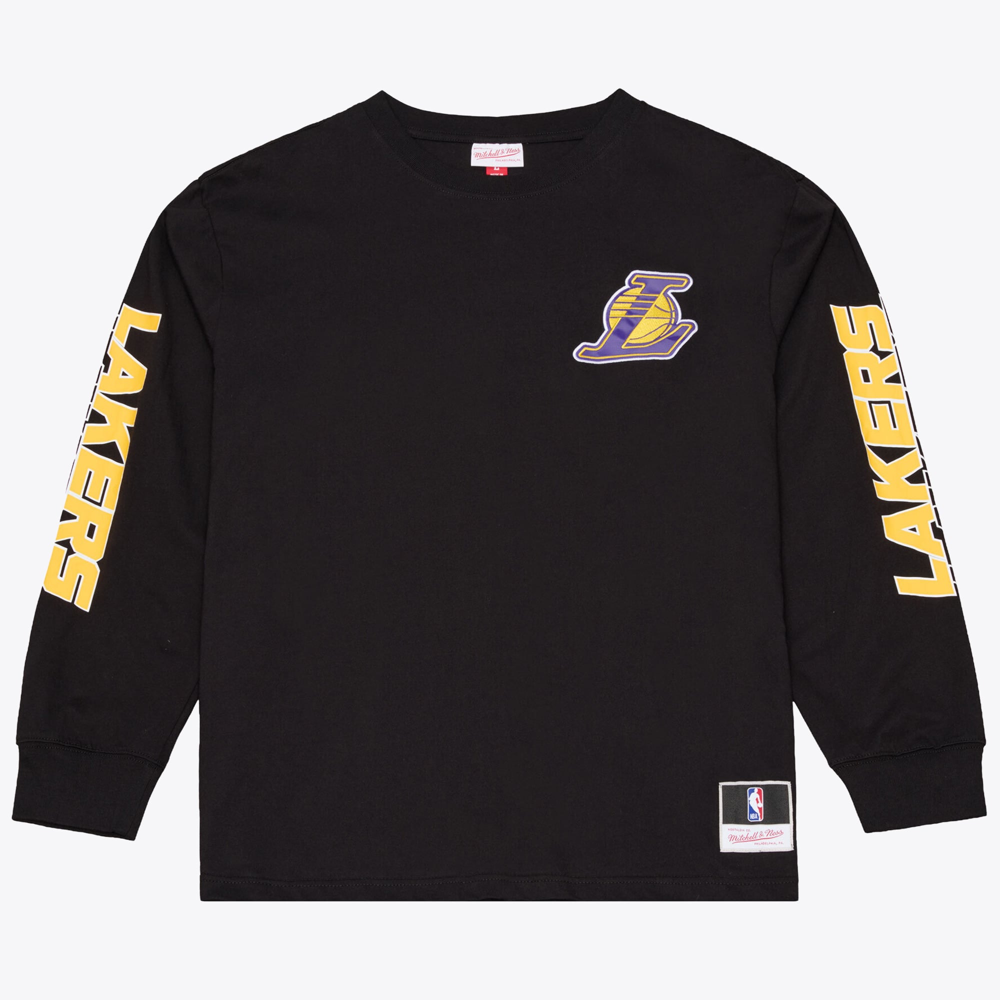 T-shirt à manches longues Mitchell & Ness noir Los Angeles Lakers triple carreaux pour homme