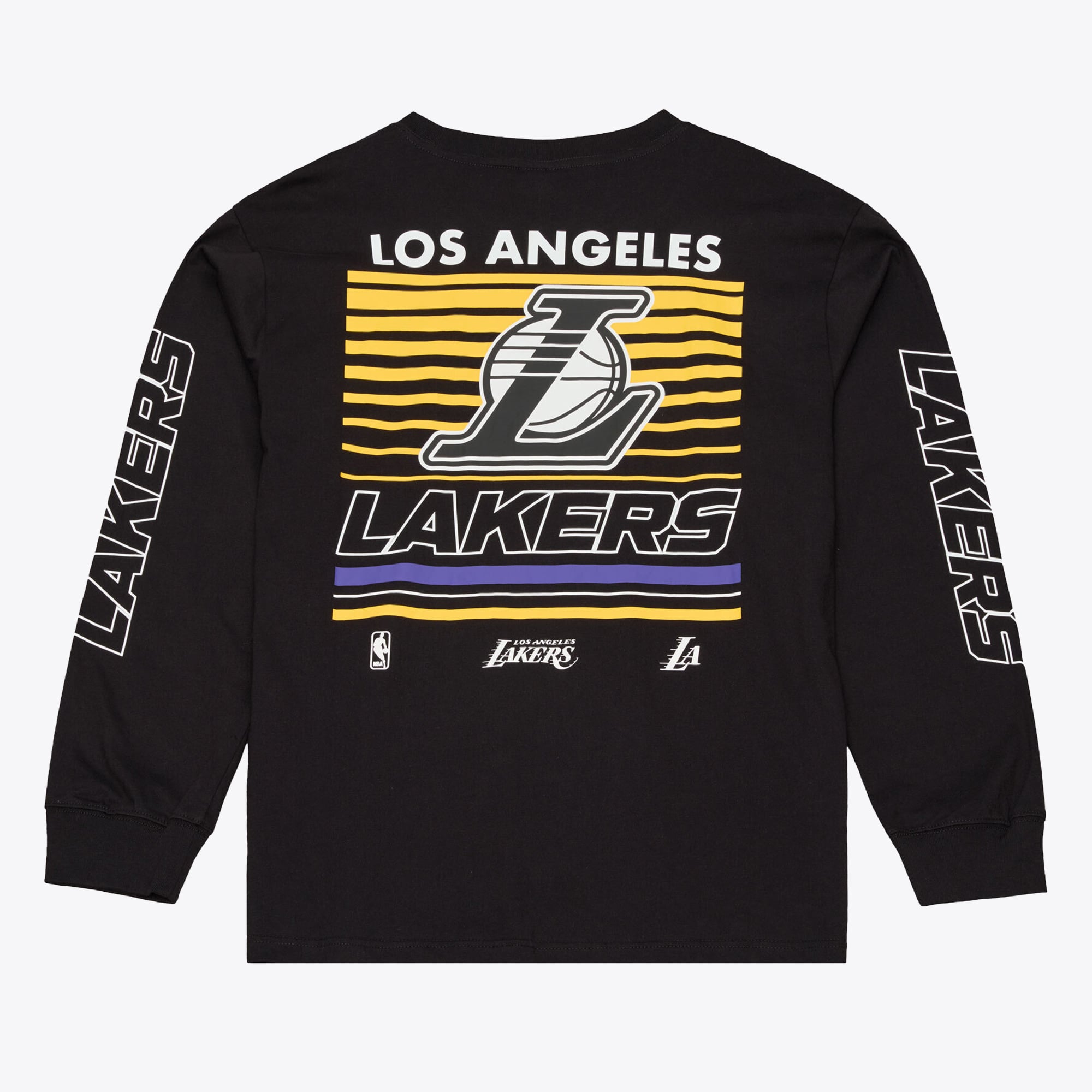 T-shirt à manches longues Mitchell & Ness noir Los Angeles Lakers triple carreaux pour homme