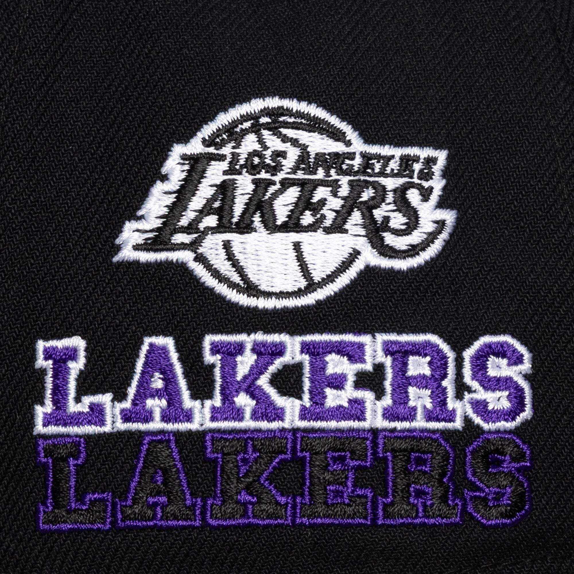Casquette snapback Mitchell & Ness noire Los Angeles Lakers Triple Check Pro pour homme