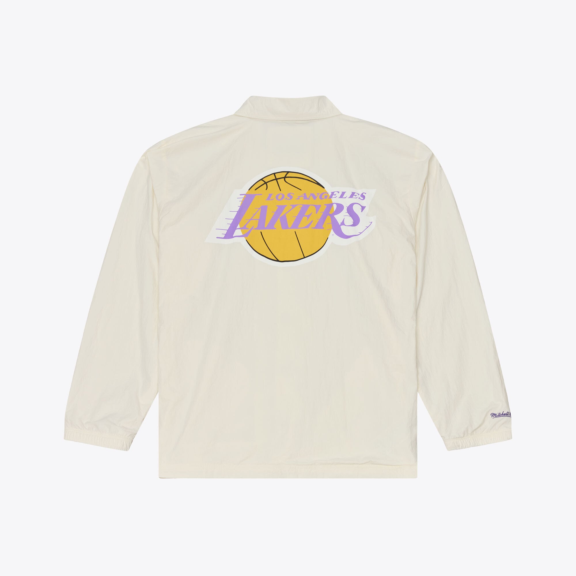 Veste de coach Mitchell & Ness crème Los Angeles Lakers Retro Root à boutons-pression pour homme