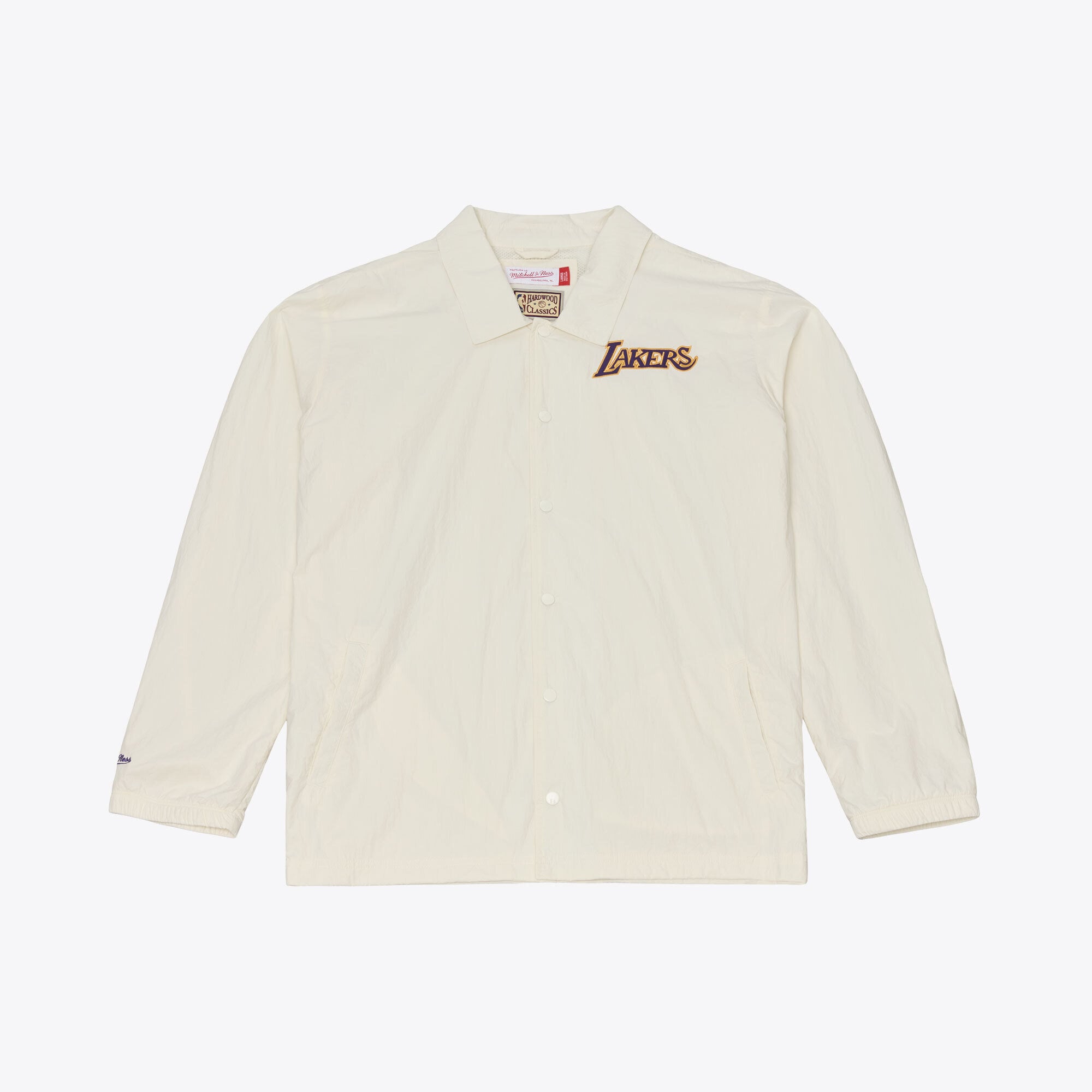 Men's Mitchell & Ness Cream Los Angeles Lakers Retro Root Full-Snap Coaches Jacket