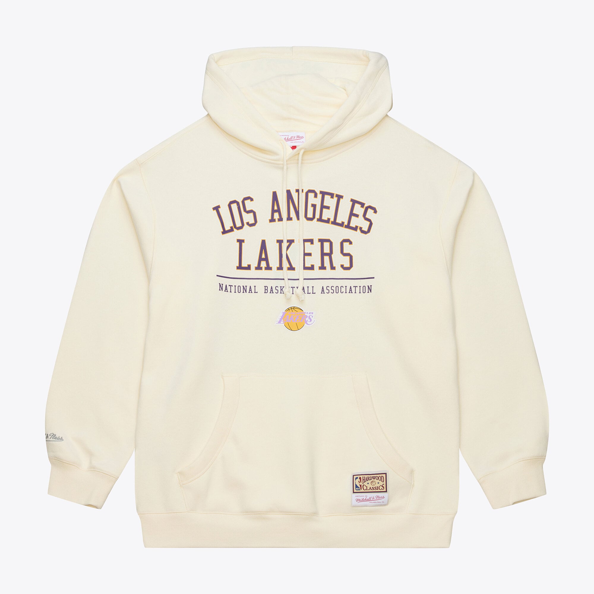 Sweat à capuche en polaire crème Mitchell & Ness pour homme, Los Angeles Lakers.
