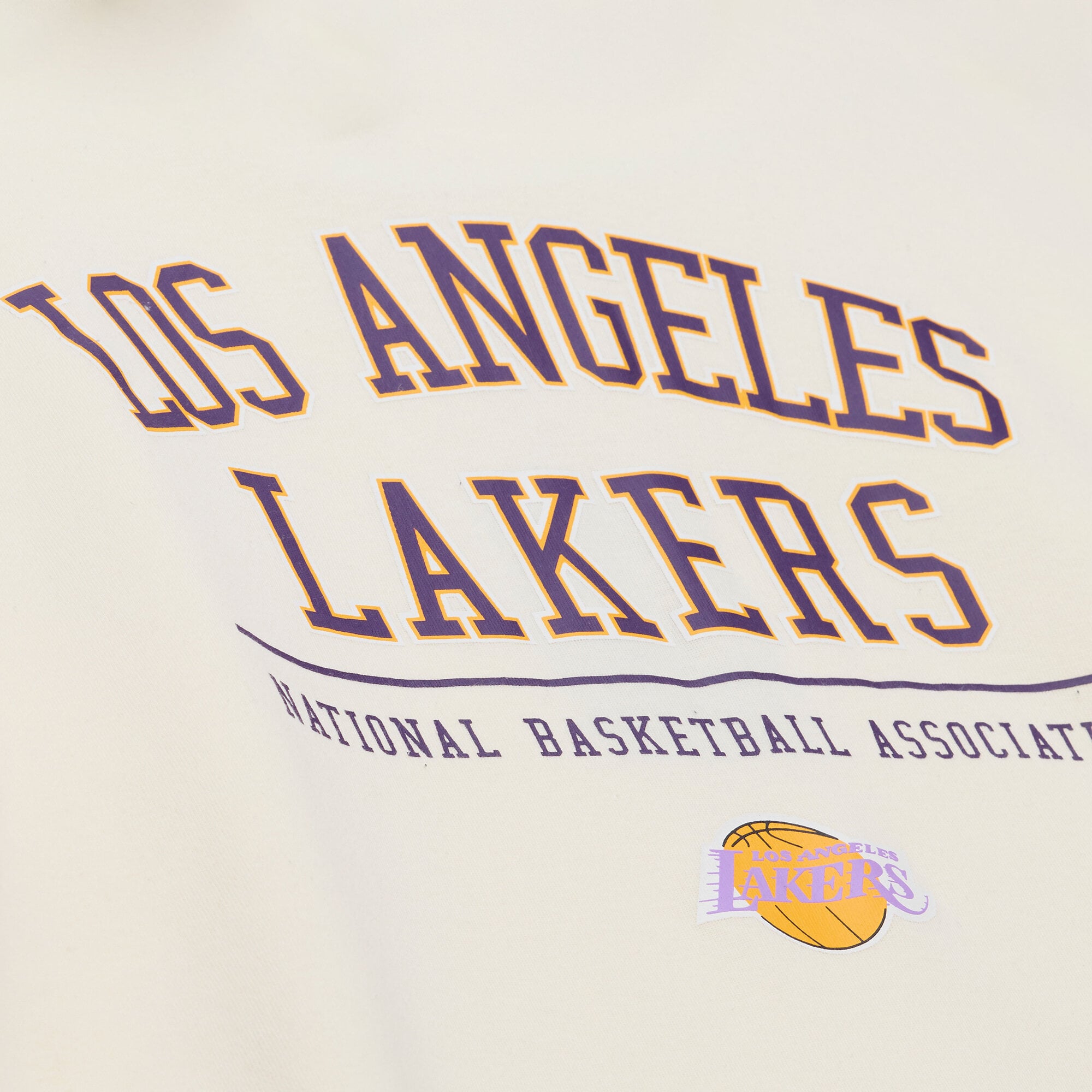 Sweat à capuche en polaire crème Mitchell & Ness pour homme, Los Angeles Lakers.