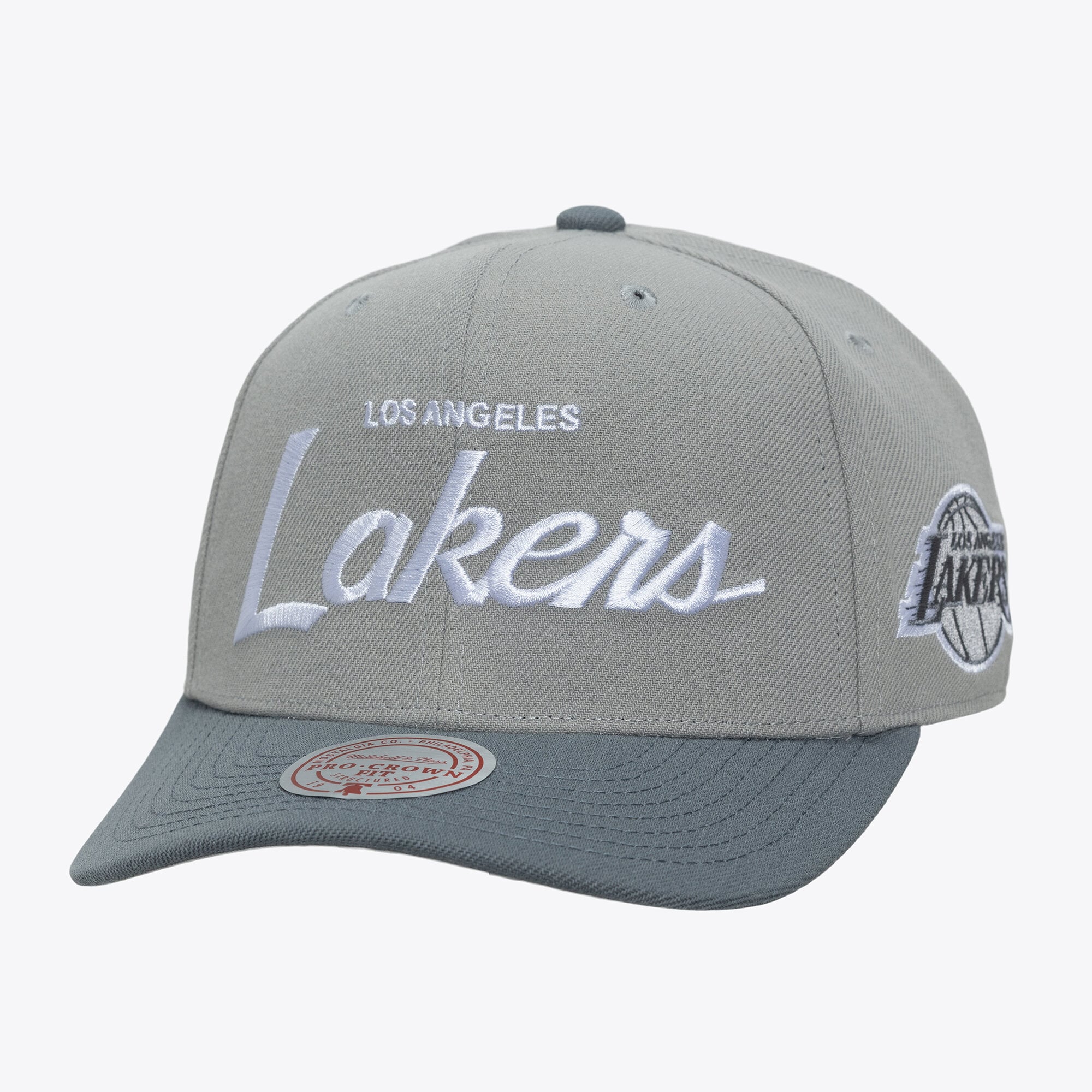 Men's Los Angeles Lakers Mitchell & Ness Gray Thunderstorm Head Coach Pro Crown Snapback Hat