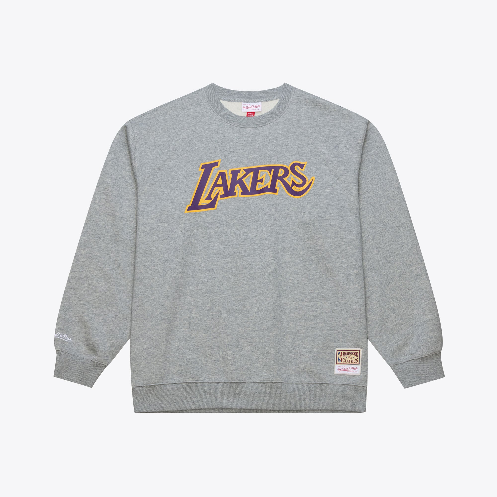 Men's Mitchell & Ness Heather Gray Los Angeles Lakers Walk-Off Fleece Sweatshirt
