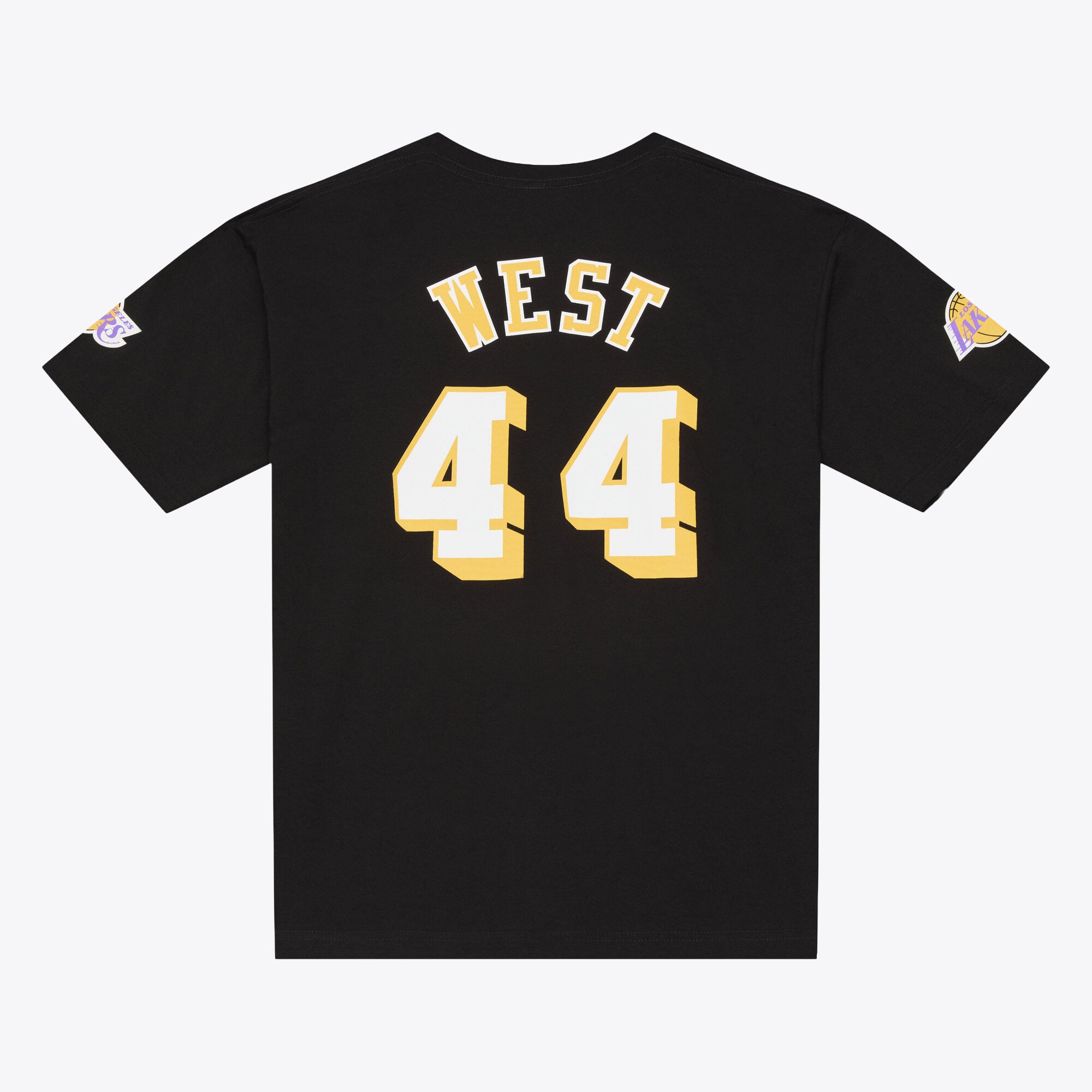 T-shirt classique Mitchell & Ness Jerry West noir Los Angeles Lakers Hardwood Classics pour homme, avec nom et numéro