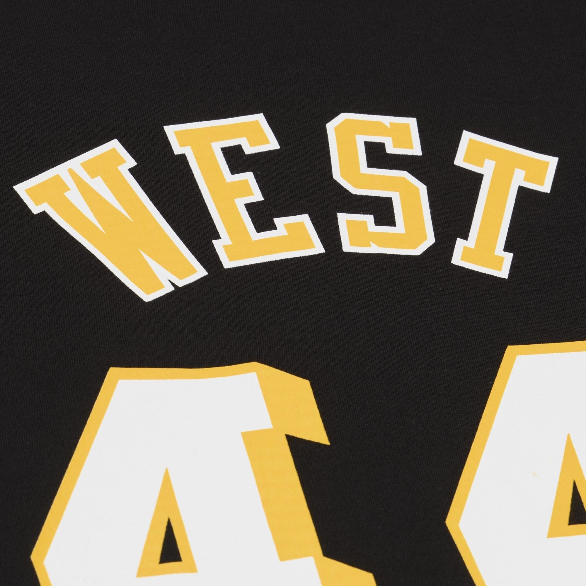 T-shirt classique Mitchell & Ness Jerry West noir Los Angeles Lakers Hardwood Classics pour homme, avec nom et numéro