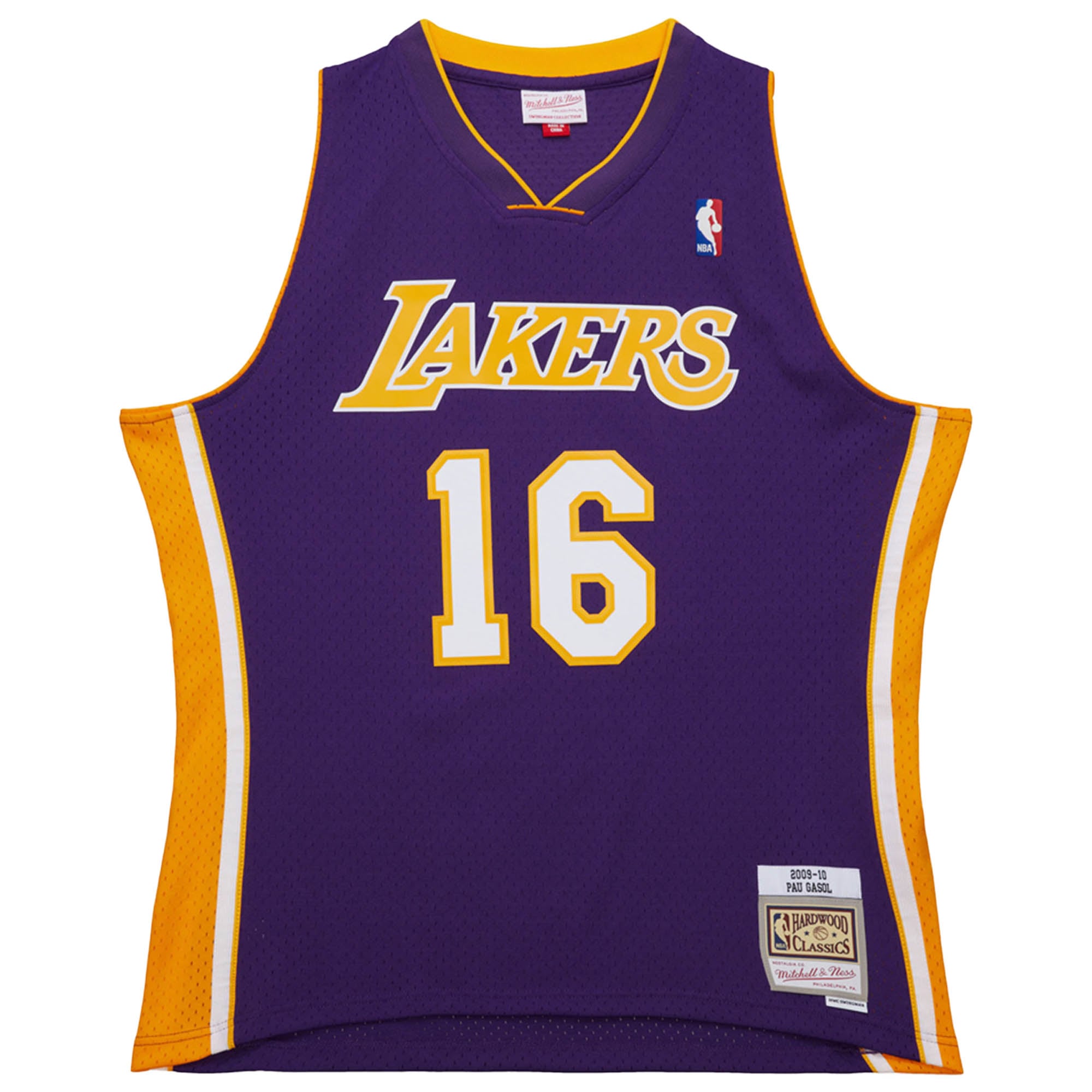 Men's Mitchell & Ness Pau Gasol Purple Los Angeles Lakers 2009/10 Hardwood Classics Swingman Jersey