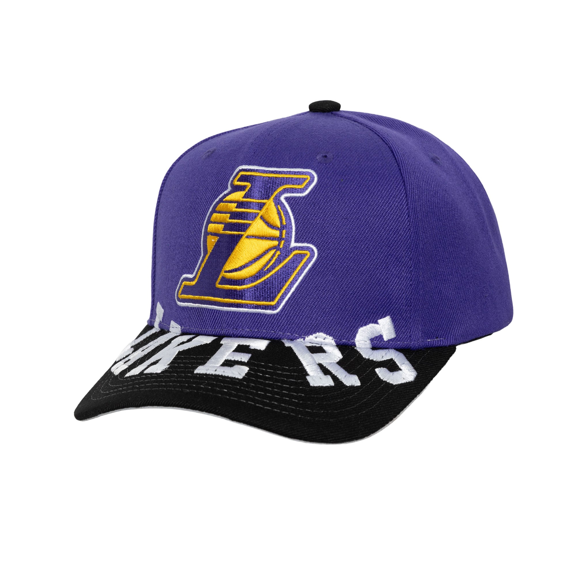 Men's Los Angeles Lakers Mitchell & Ness Purple/Black Underarch Two-Tone Pro Crown Snapback Hat