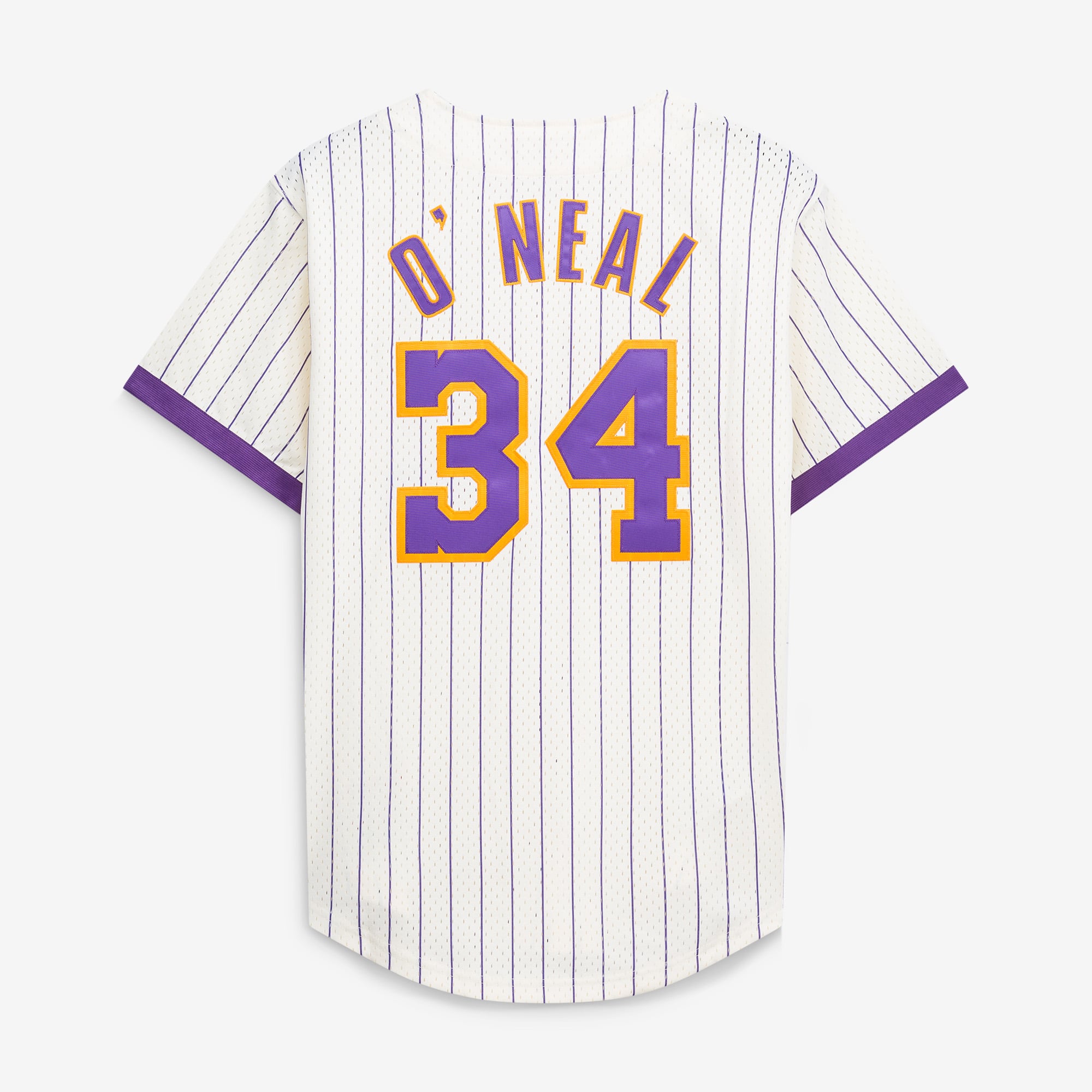 Men's Mitchell & Ness Shaquille O'Neal Cream Los Angeles Lakers Hardwood Classics Player Mesh Button-Front Jersey