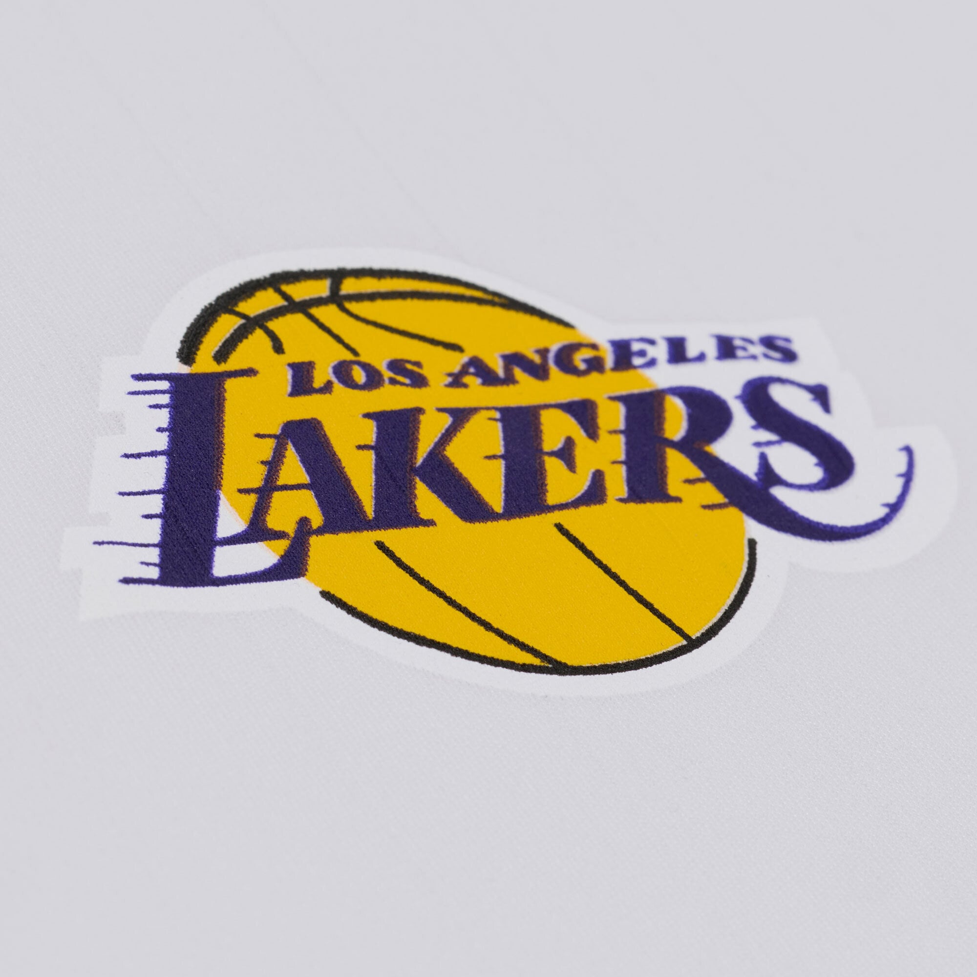 Men's Mitchell & Ness White Los Angeles Lakers Long Sleeve Polo Jersey