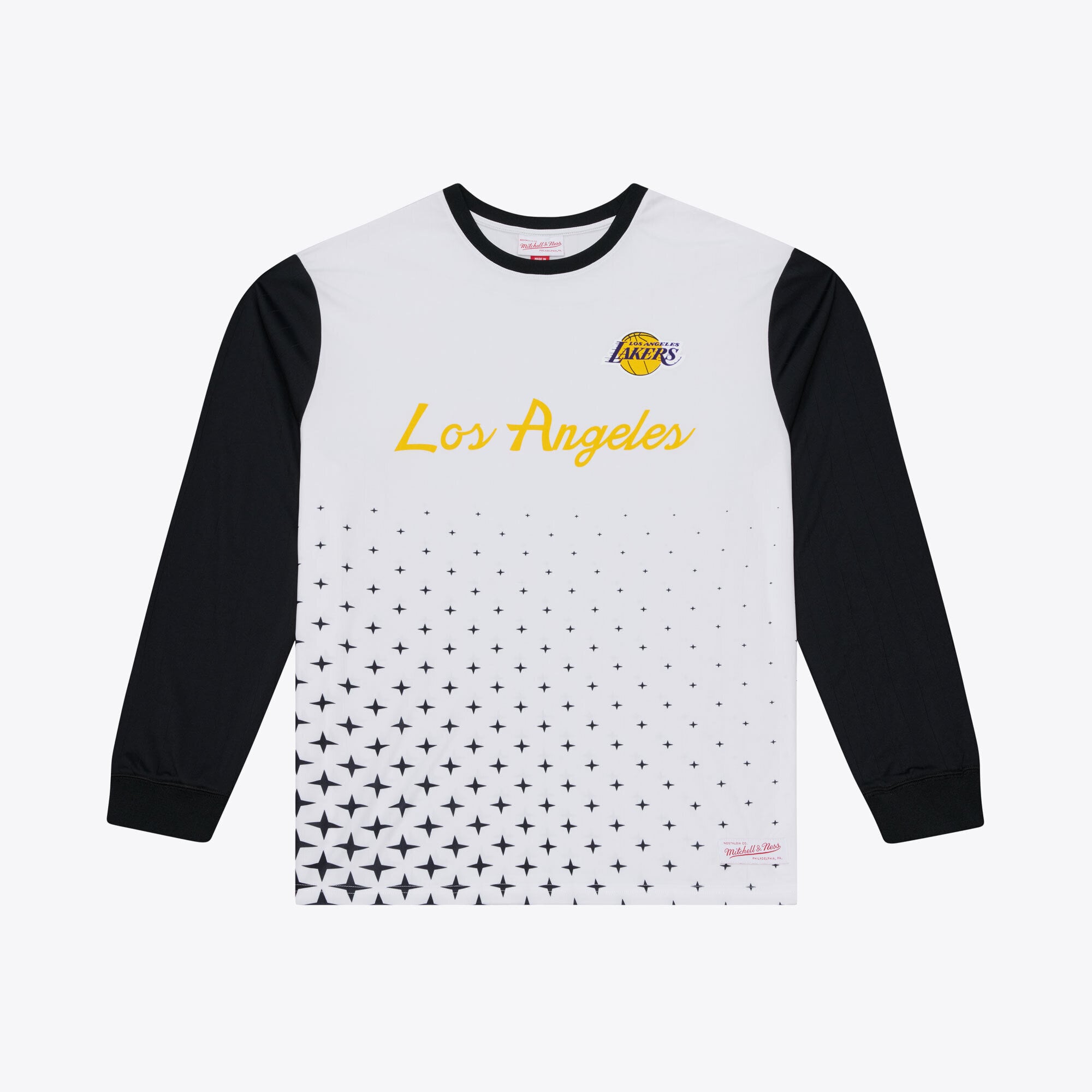 Men's Mitchell & Ness White Los Angeles Lakers Long Sleeve Polo Jersey