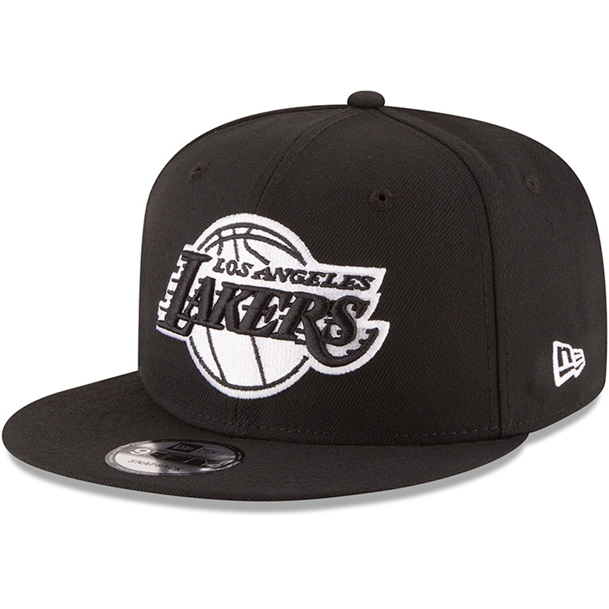 Men's Los Angeles Lakers New Era Black Black & White Logo 9FIFTY Adjustable Snapback Hat