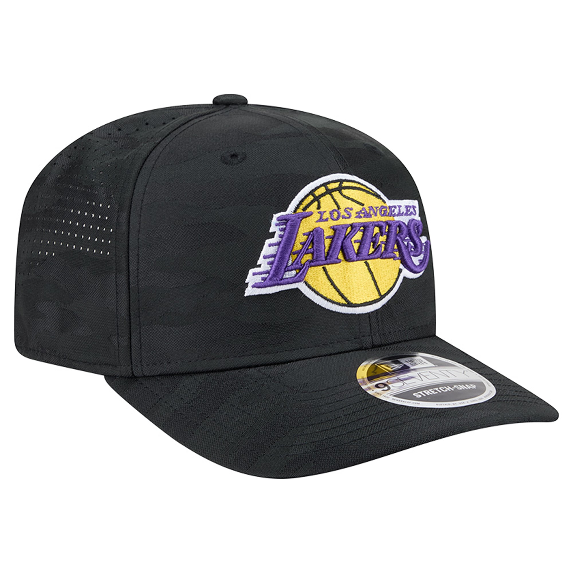 Men's New Era Black Los Angeles Lakers Camo 9SEVENTY Perforated Adjustable Hat