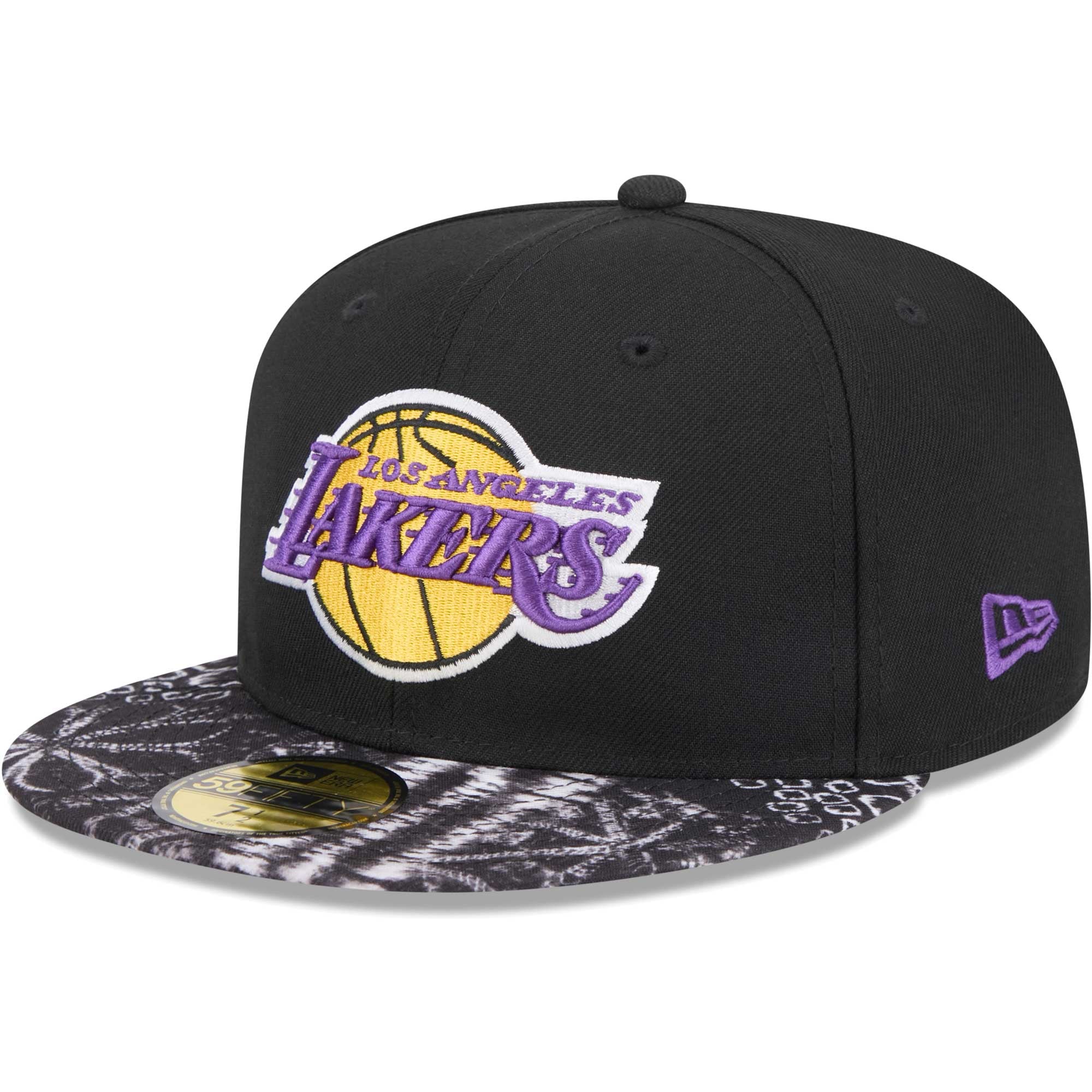 Men's New Era Black Los Angeles Lakers Coral Reef Visor 59FIFTY Fitted Hat