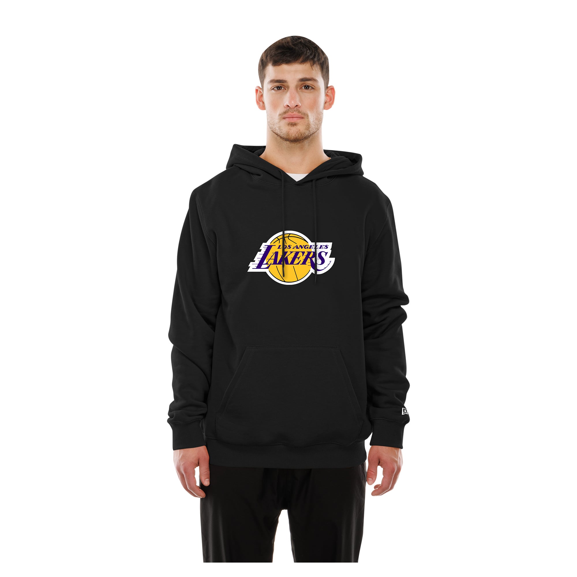 Sweat à capuche New Era noir pour homme, logo Los Angeles Lakers l'avant et l'arrière