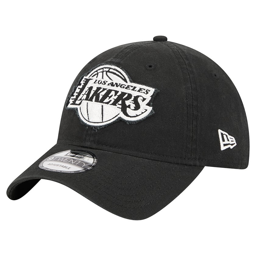 Men's Los Angeles Lakers New Era Black Stamp Fabric Applique 9TWENTY Adjustable Hat