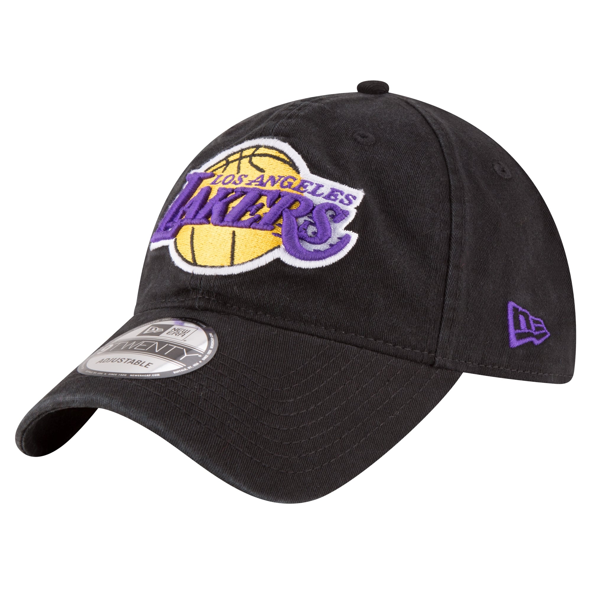 Men's New Era Black Los Angeles Lakers Team 2.0 9TWENTY Adjustable Hat