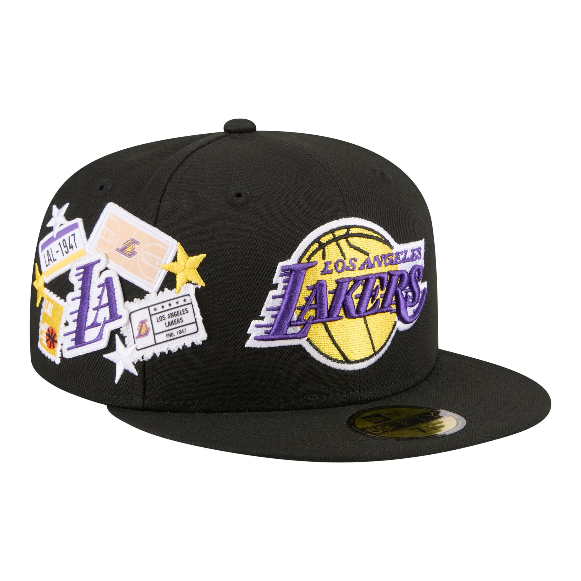Men's Los Angeles Lakers  New Era Black Team Collage 59FIFTY Fitted Hat