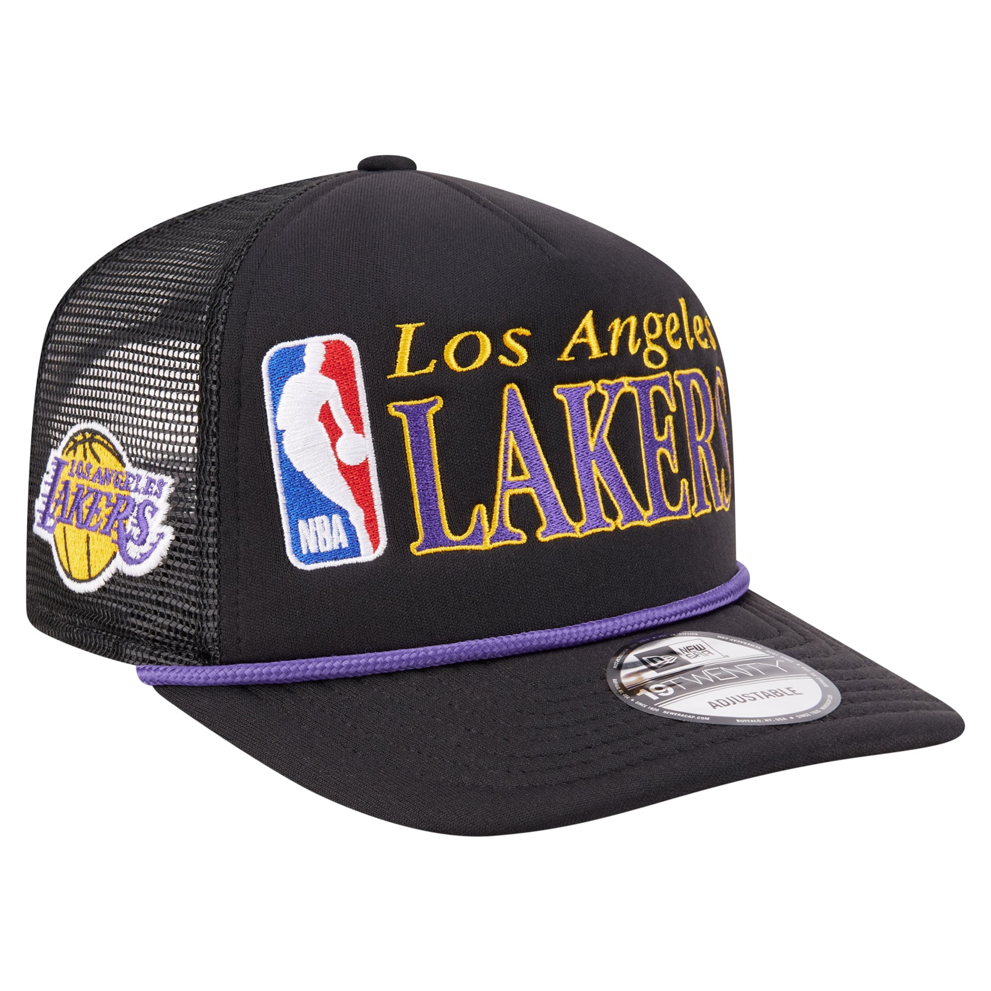 Men's New Era  Black Los Angeles Lakers Team Logo Foam Front 19TWENTY A-Frame Trucker Adjustable Hat