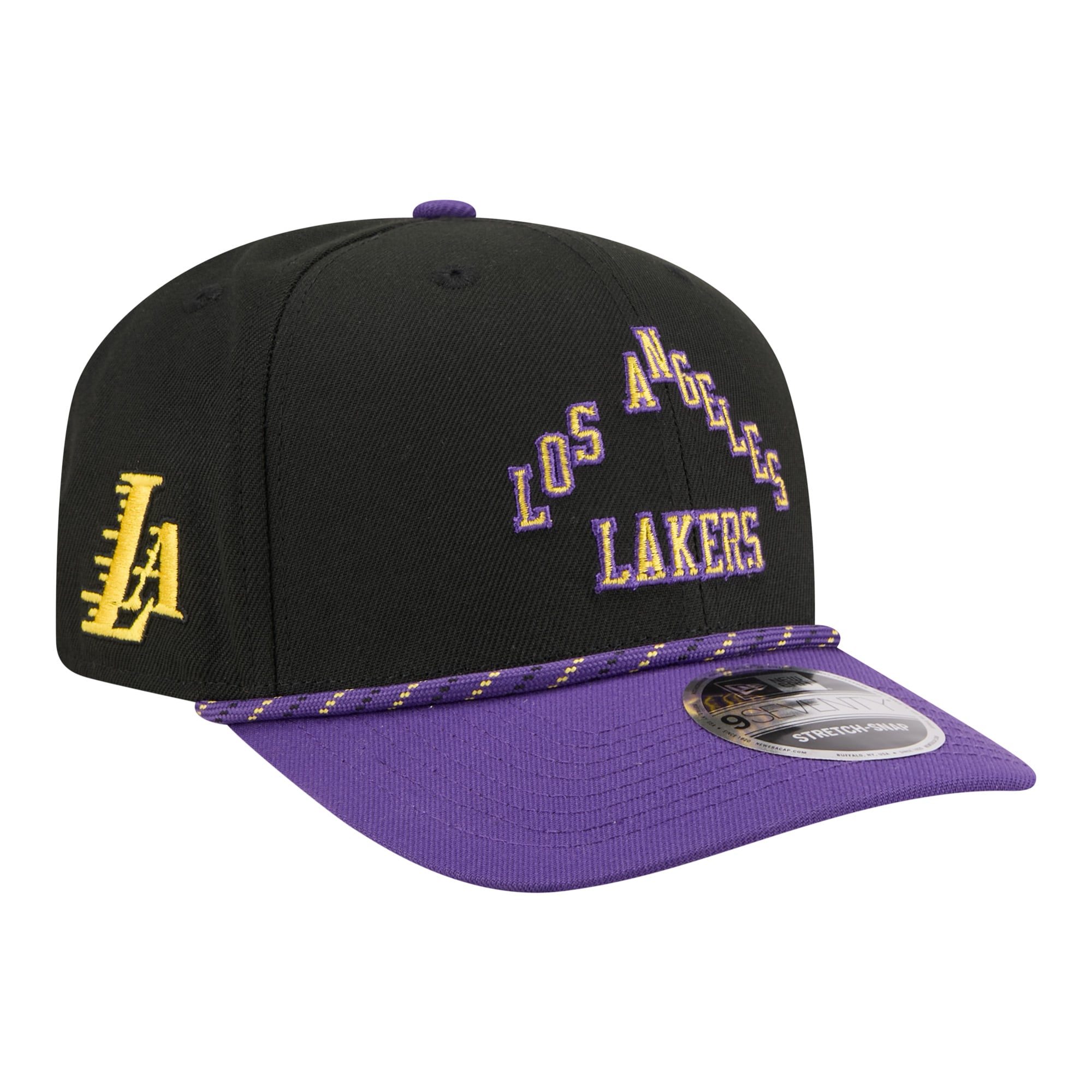 Men's New Era Black/Purple Los Angeles Lakers City Edition 9SEVENTY Stretch-Snap Hat