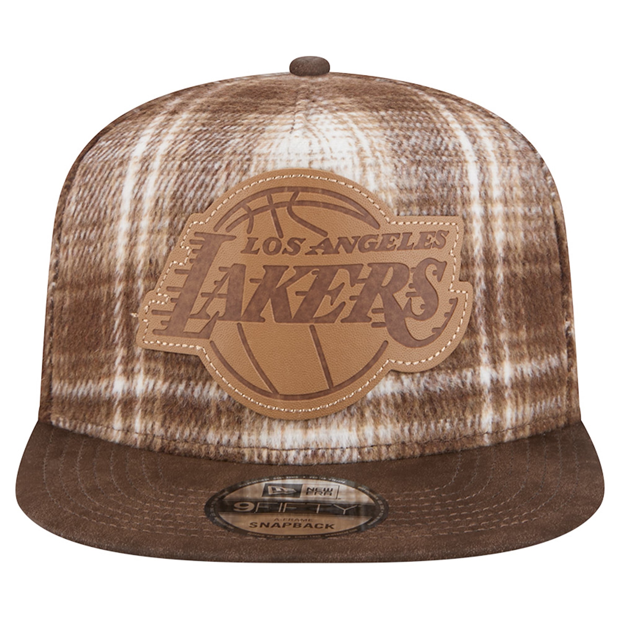 Casquette ajustable New Era marron à carreaux Los Angeles Lakers 9FIFTY pour homme