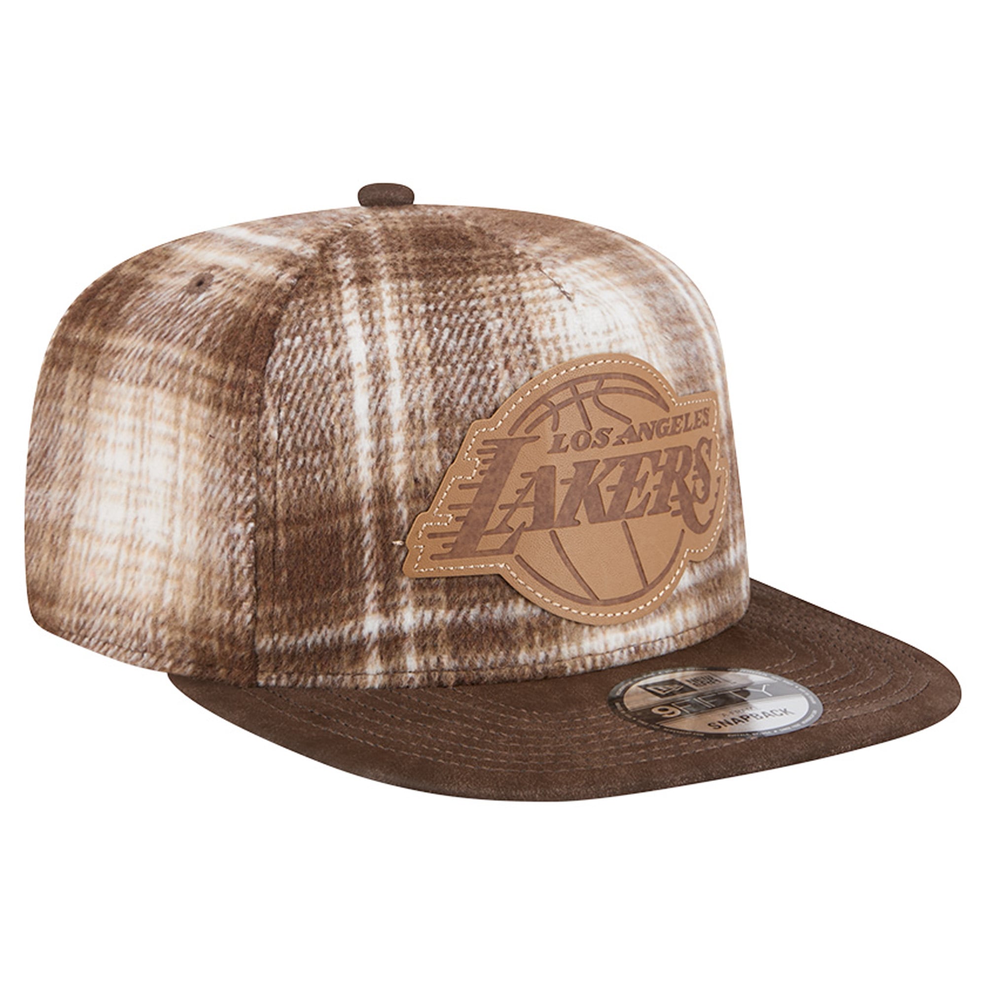 Casquette ajustable New Era marron à carreaux Los Angeles Lakers 9FIFTY pour homme