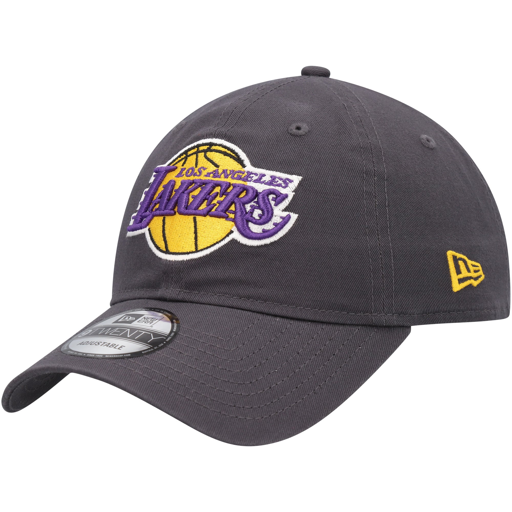 Men's New Era Charcoal Los Angeles Lakers Team 2.0 9TWENTY Adjustable Hat