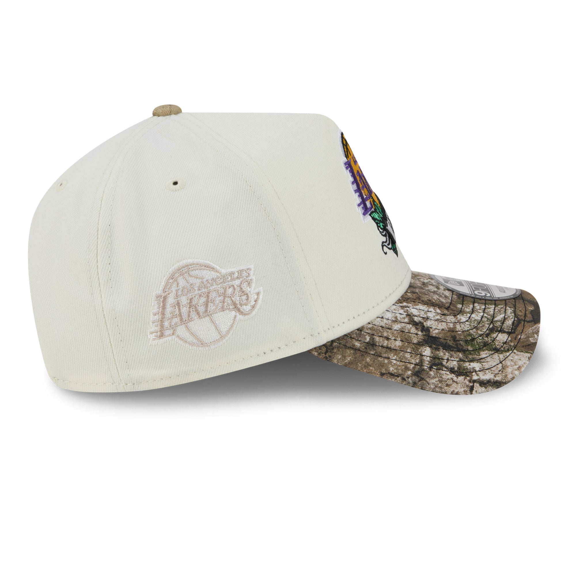 Casquette ajustable New Era 9FORTY A-Frame crème/camouflage Los Angeles Lakers Rose Banner pour homme