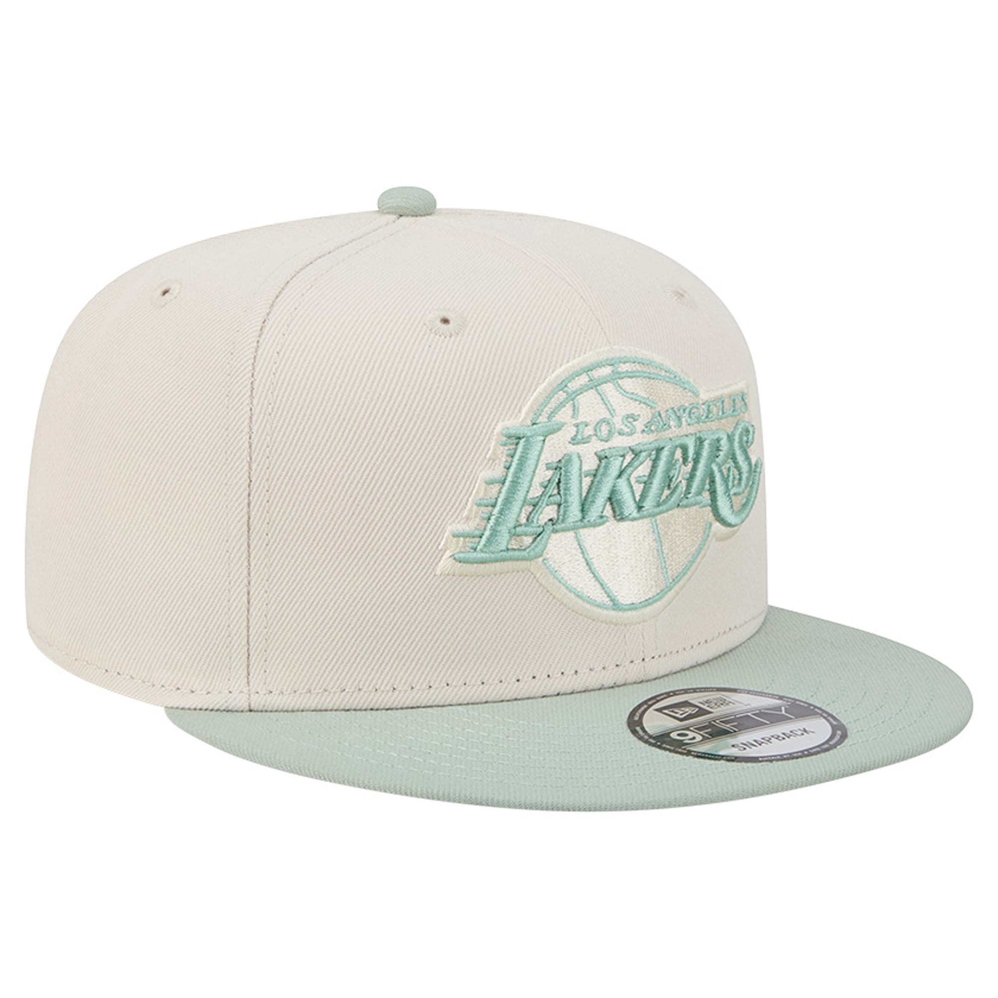 Casquette snapback New Era 9FIFTY pour homme, coloris crème/vert clair, Los Angeles Lakers.
